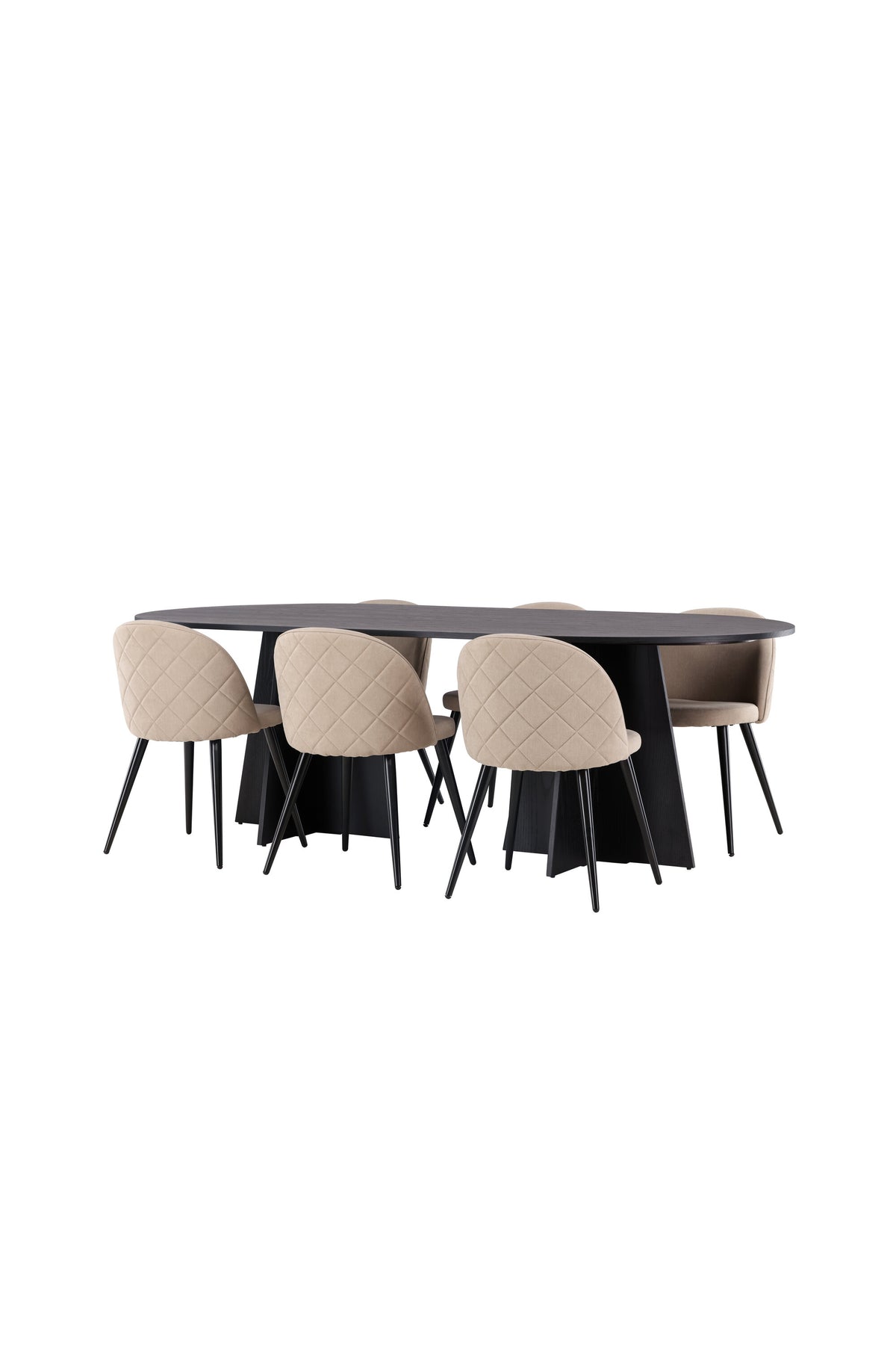 Bootcut Matbord med Velvet Stolarna – Bord: 75x230x115 Stol: 57x76,5x50