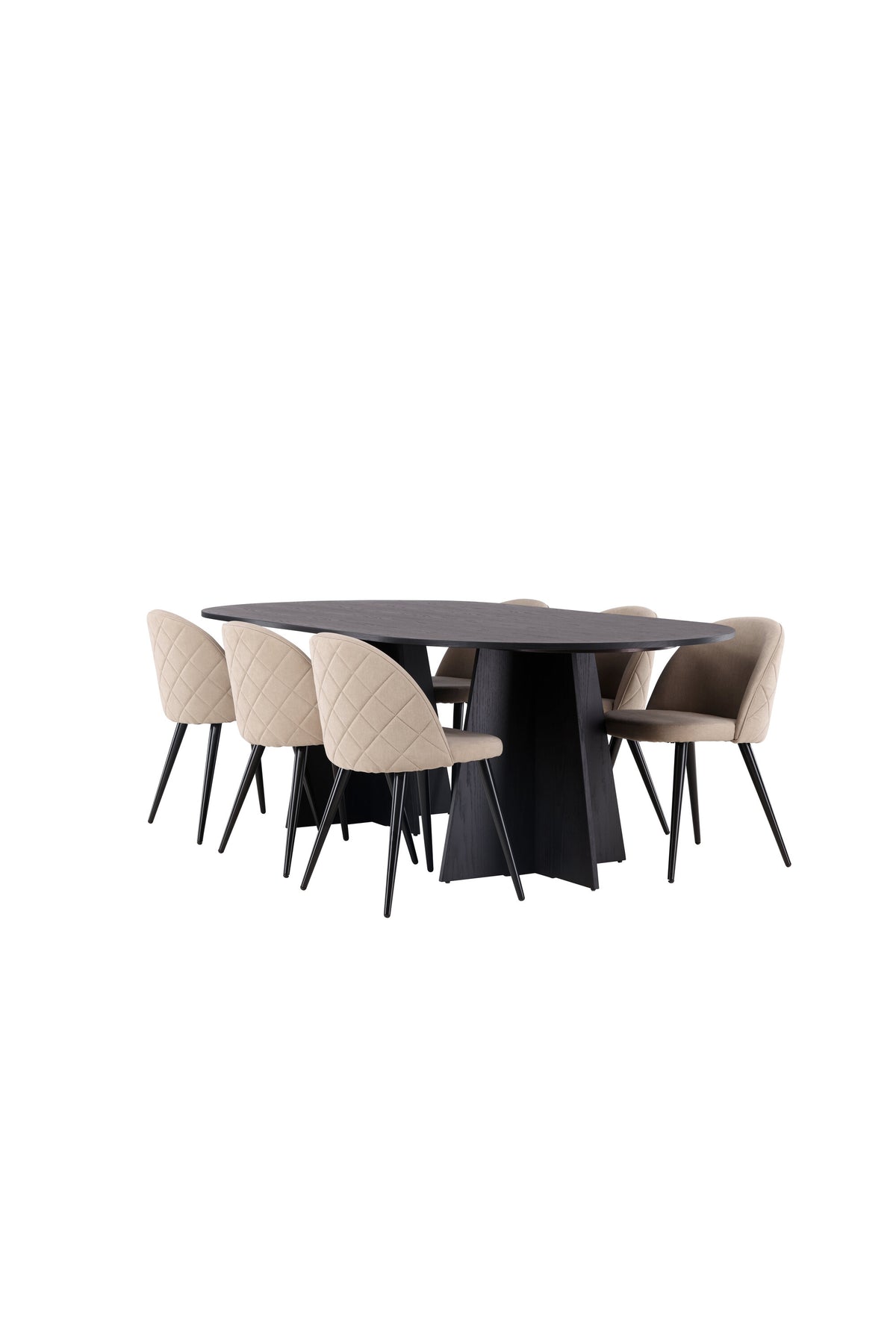Bootcut Matbord med Velvet Stolarna – Bord: 75x230x115 Stol: 57x76,5x50