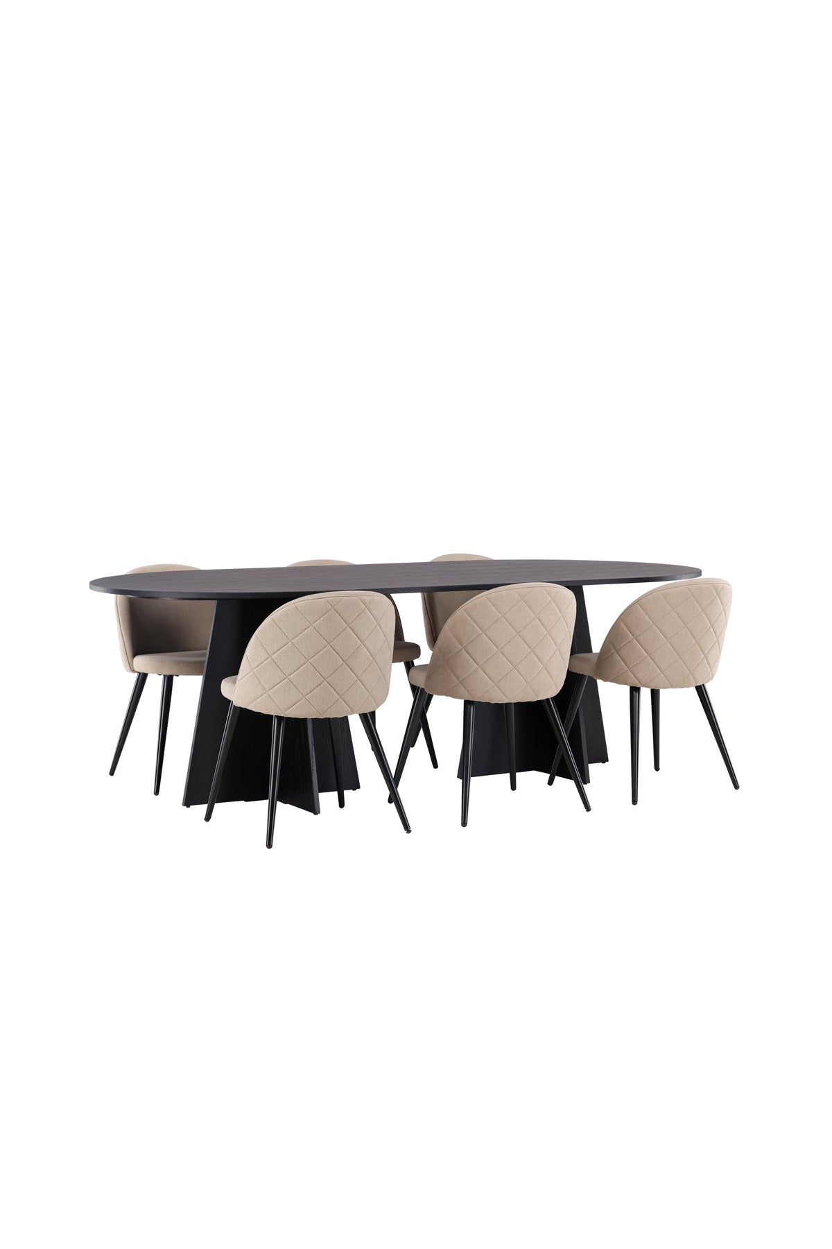 Bootcut Matbord med Velvet Stolarna – Bord: 75x230x115 Stol: 57x76,5x50