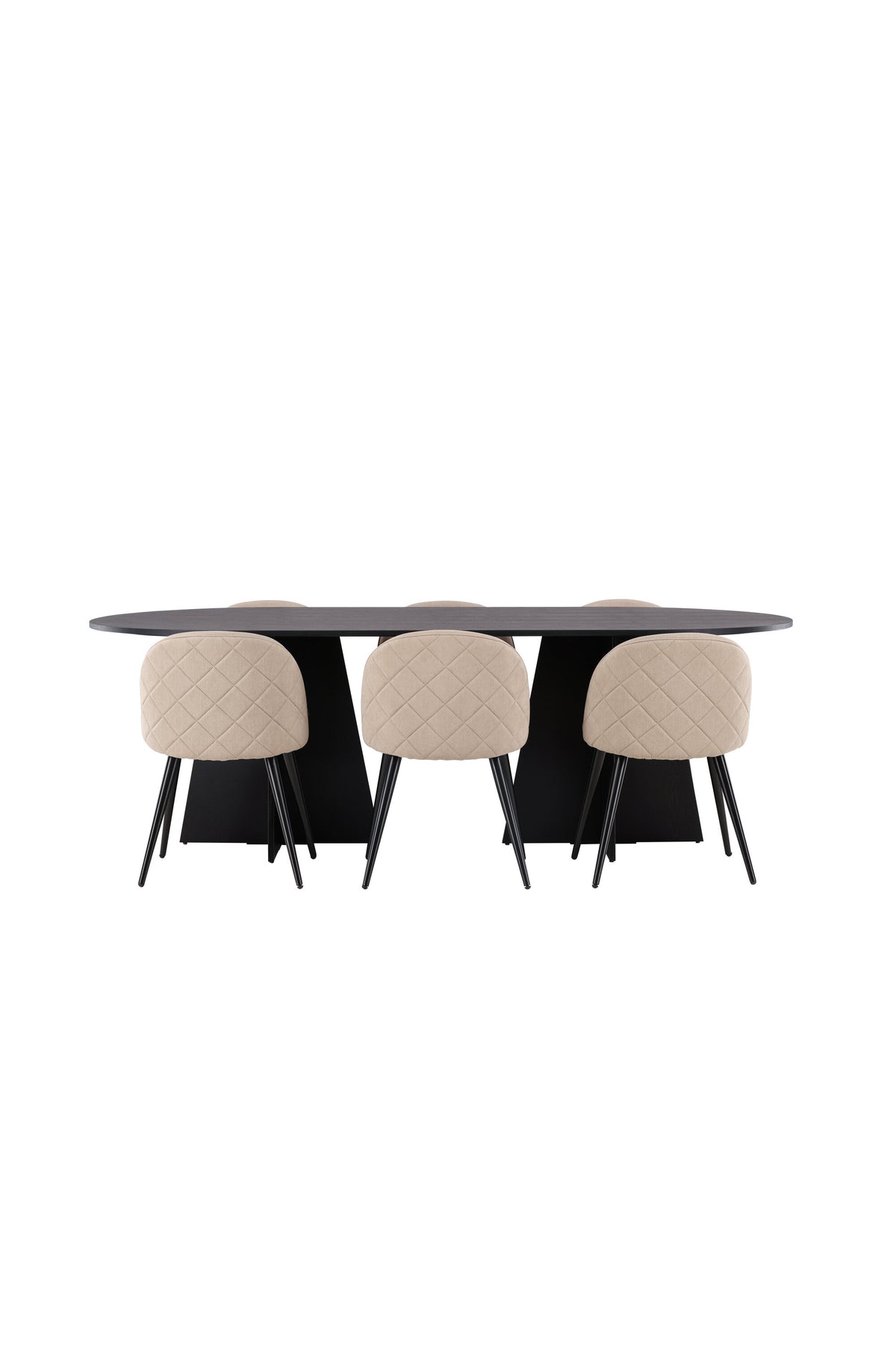 Bootcut Matbord med Velvet Stolarna – Bord: 75x230x115 Stol: 57x76,5x50