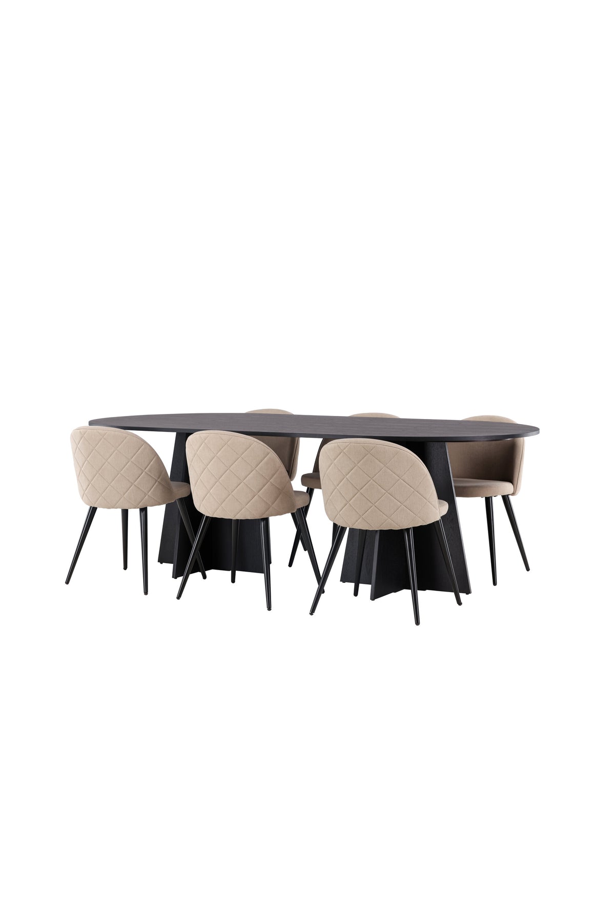 Bootcut Matbord med Velvet Stolarna – Bord: 75x230x115 Stol: 57x76,5x50