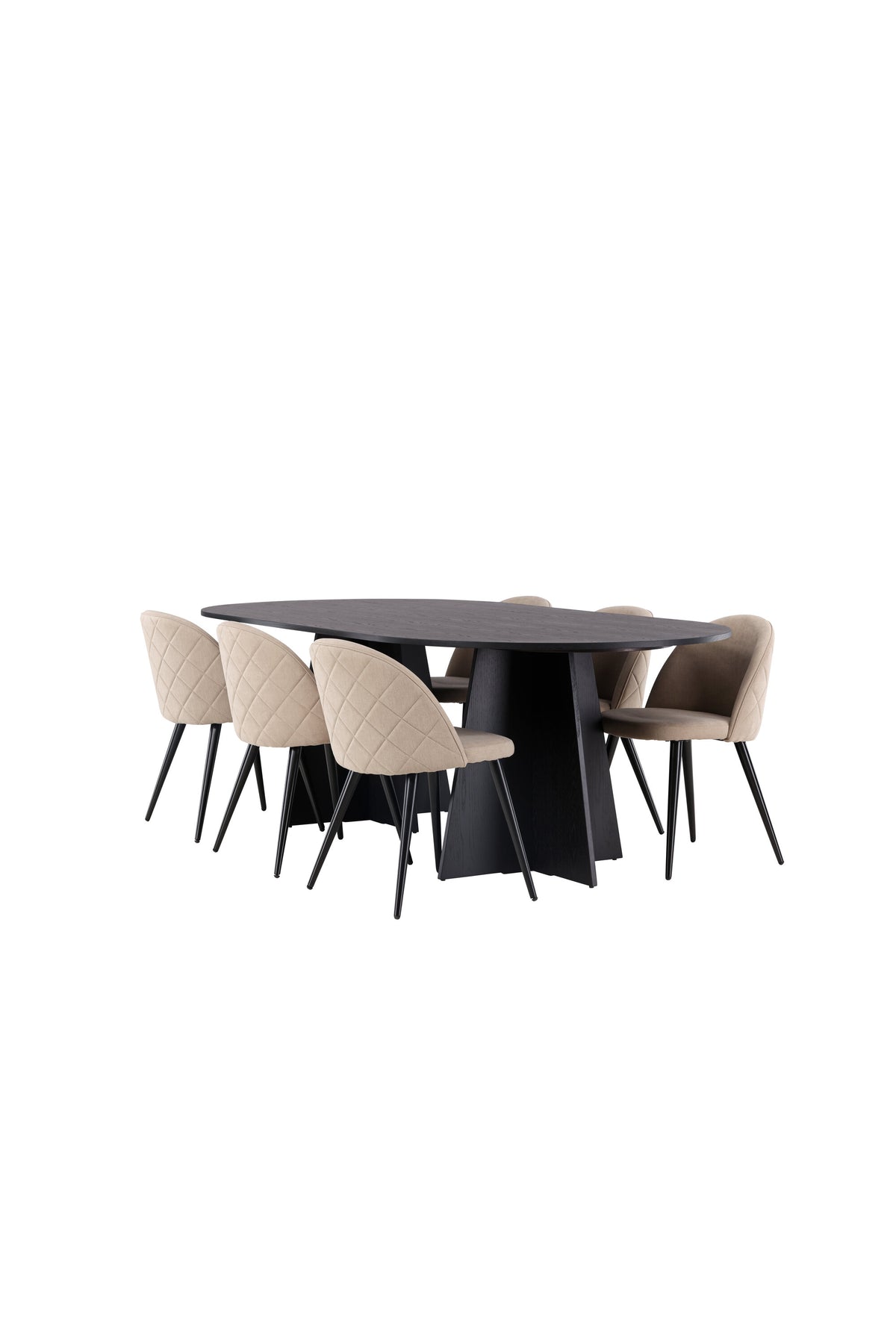 Bootcut Matbord med Velvet Stolarna – Bord: 75x230x115 Stol: 57x76,5x50