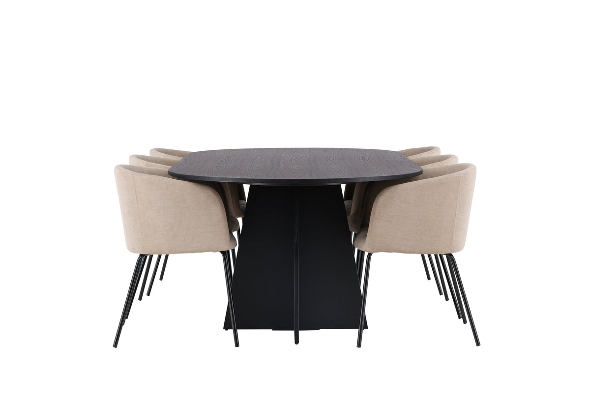 Bootcut Matbord med Berit Stolarna – Bord: 75x230x115 Stol: 55x78x55