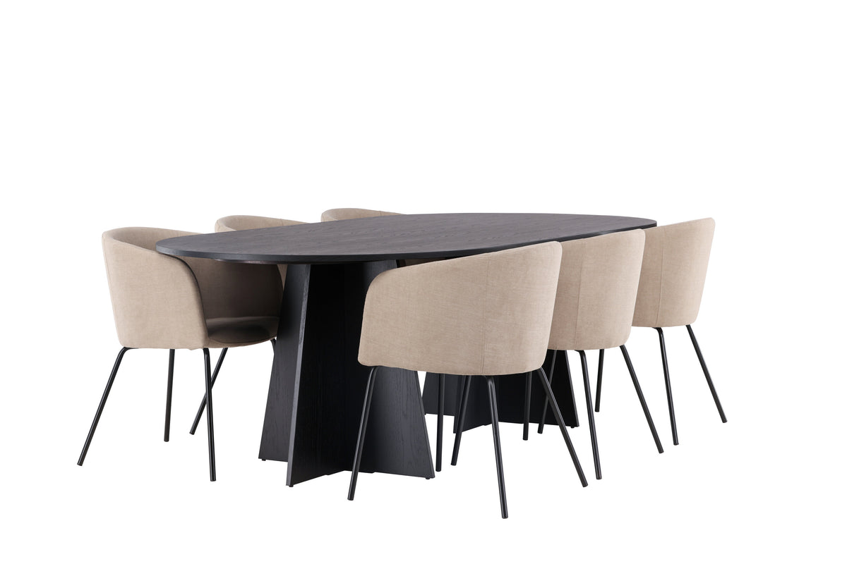 Bootcut Matbord med Berit Stolarna – Bord: 75x230x115 Stol: 55x78x55