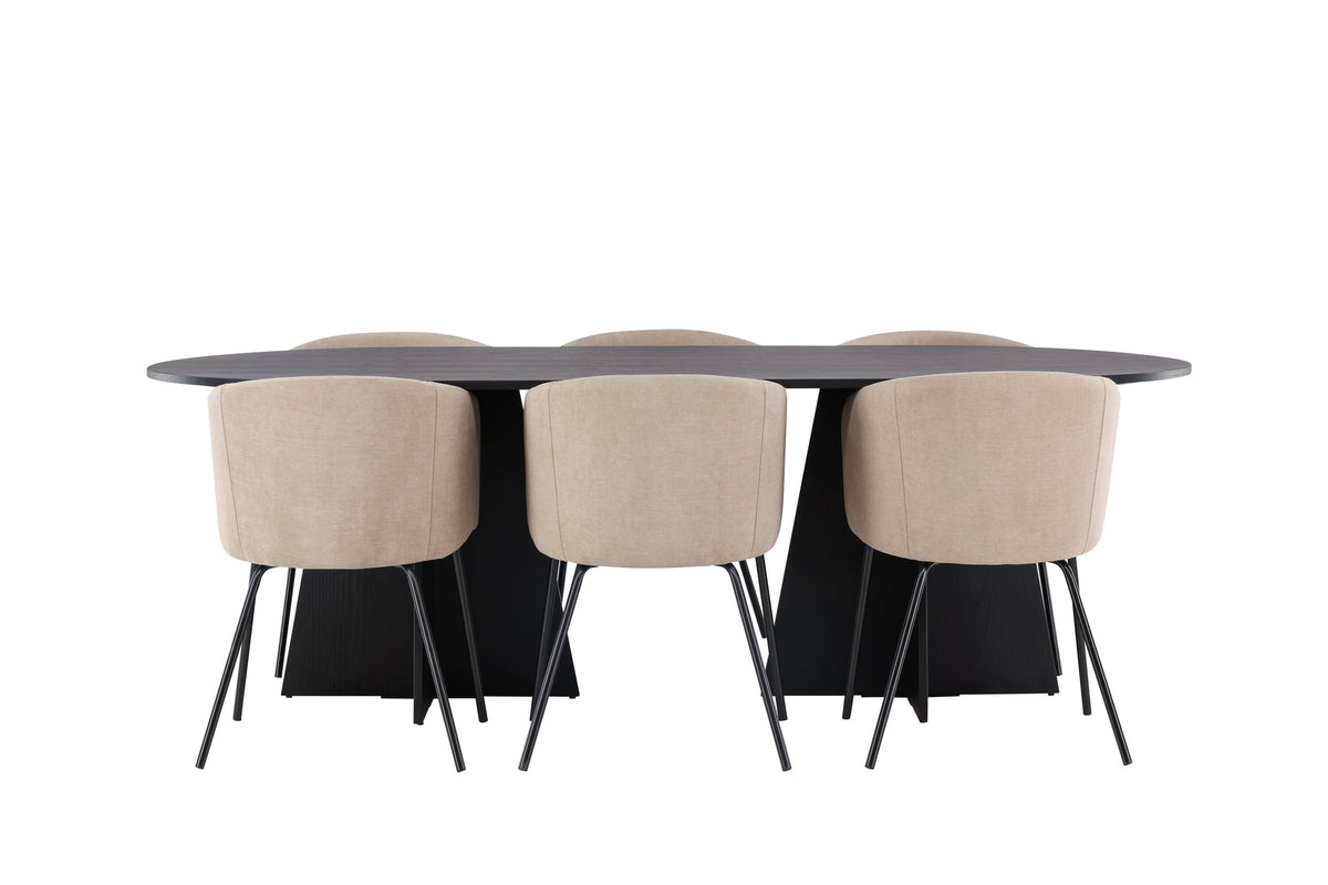 Bootcut Matbord med Berit Stolarna – Bord: 75x230x115 Stol: 55x78x55