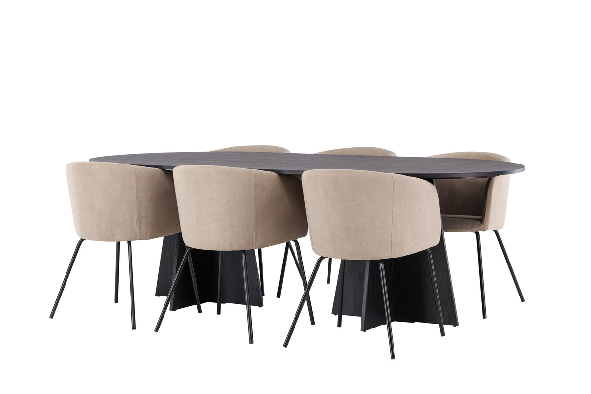 Bootcut Matbord med Berit Stolarna – Bord: 75x230x115 Stol: 55x78x55