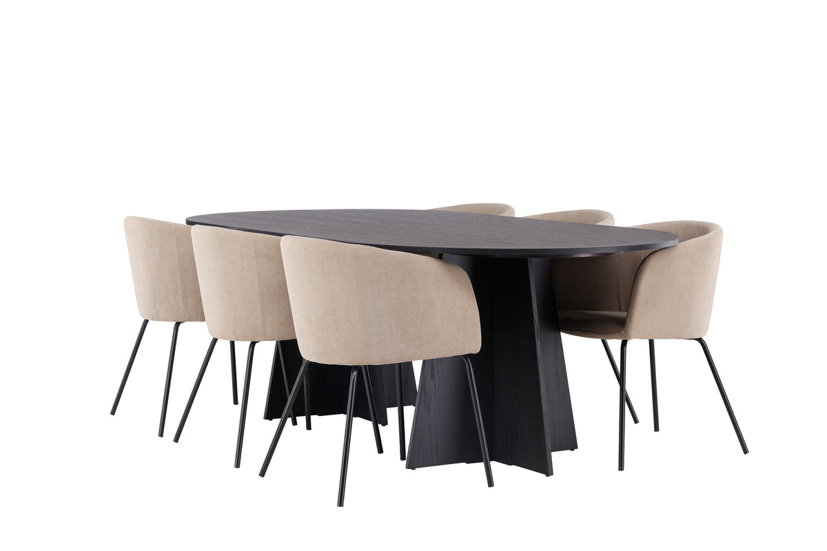 Bootcut Matbord med Berit Stolarna – Bord: 75x230x115 Stol: 55x78x55