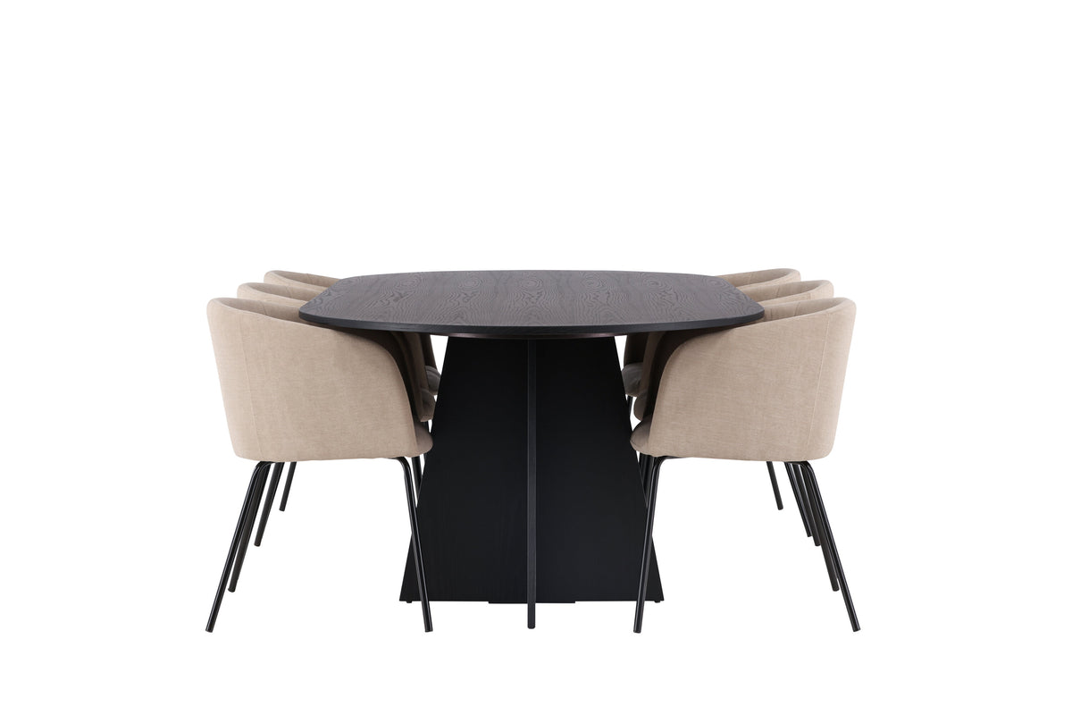 Bootcut Matbord med Berit Stolarna – Bord: 75x230x115 Stol: 55x78x55