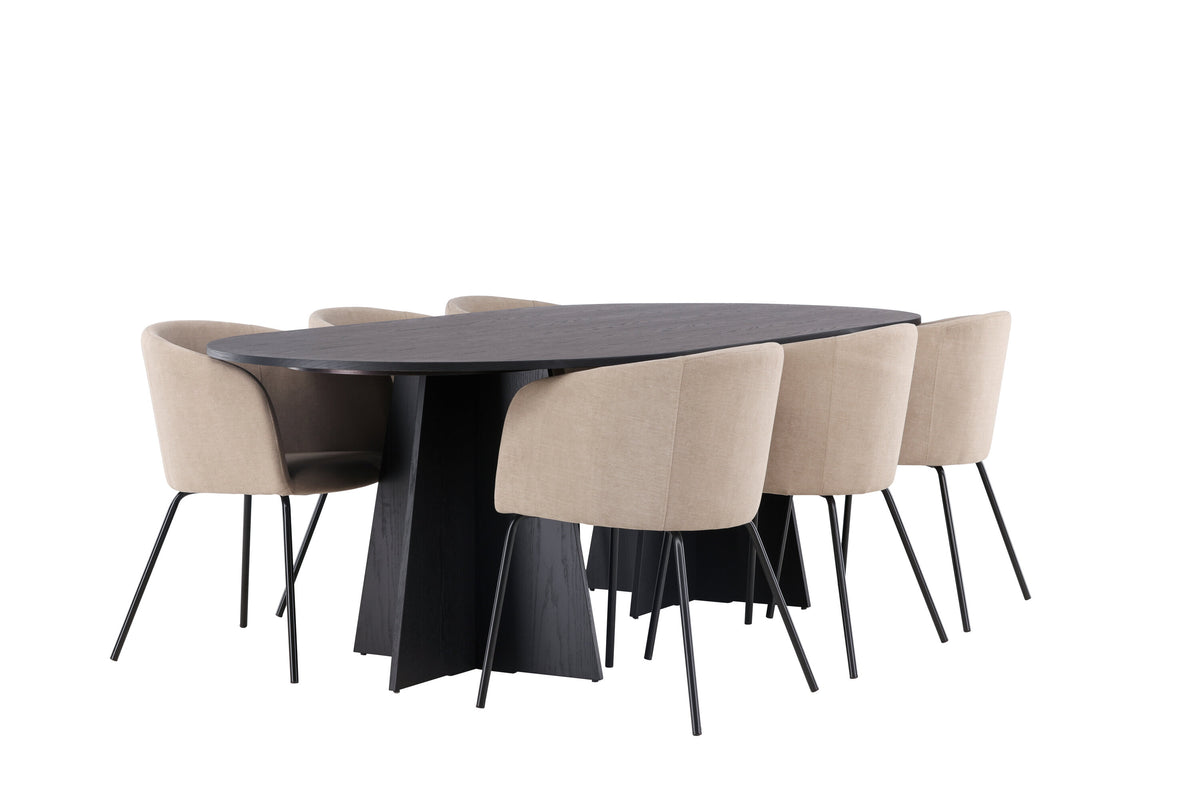 Bootcut Matbord med Berit Stolarna – Bord: 75x230x115 Stol: 55x78x55