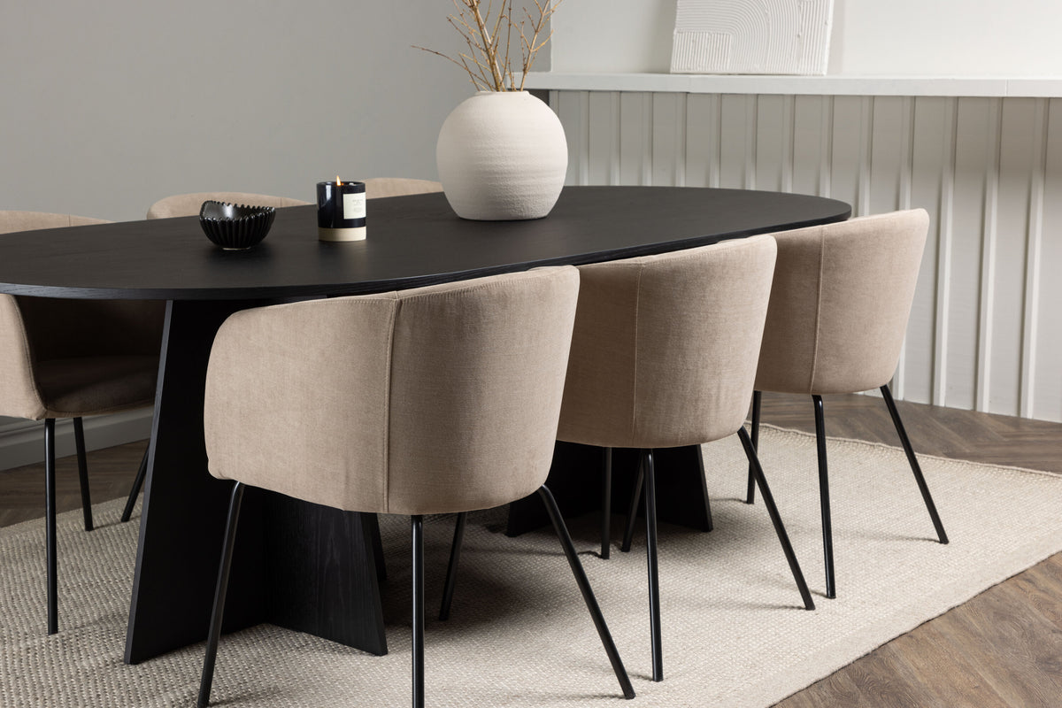 Bootcut Matbord med Berit Stolarna – Bord: 75x230x115 Stol: 55x78x55
