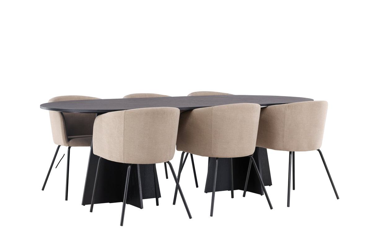 Bootcut Matbord med Berit Stolarna – Bord: 75x230x115 Stol: 55x78x55