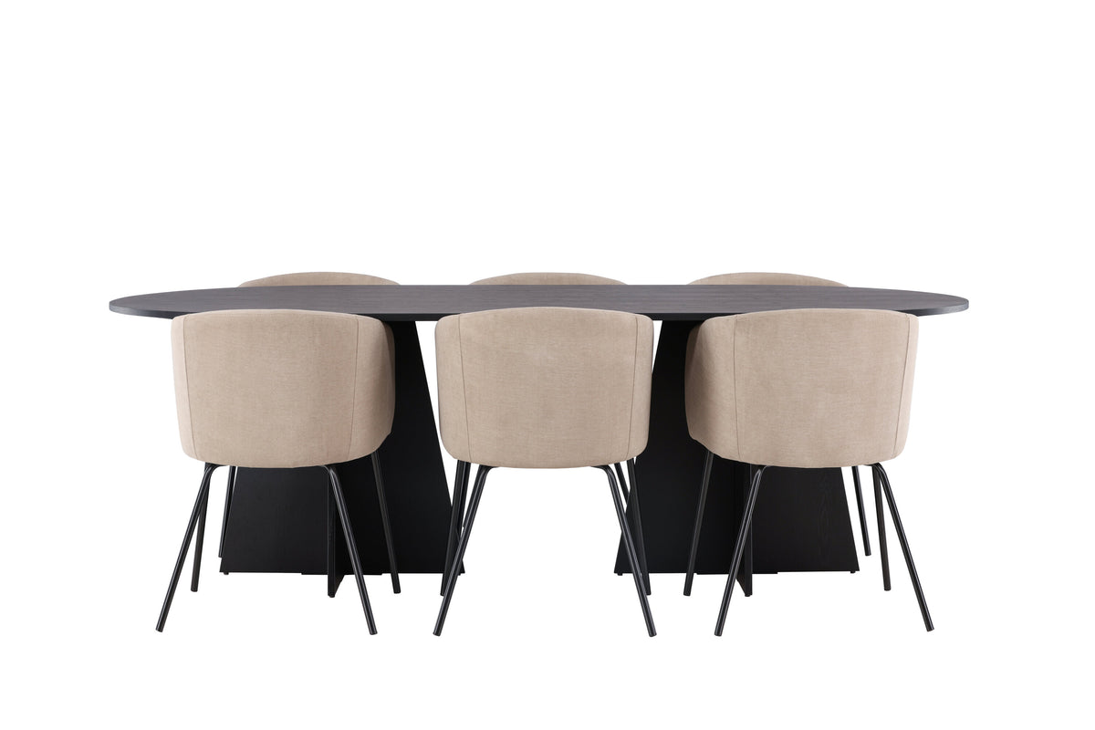 Bootcut Matbord med Berit Stolarna – Bord: 75x230x115 Stol: 55x78x55