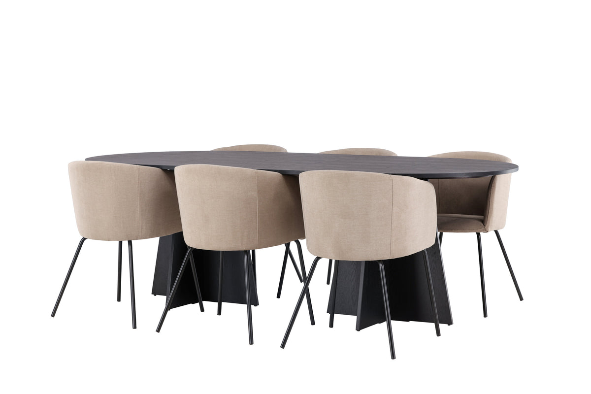 Bootcut Matbord med Berit Stolarna – Bord: 75x230x115 Stol: 55x78x55