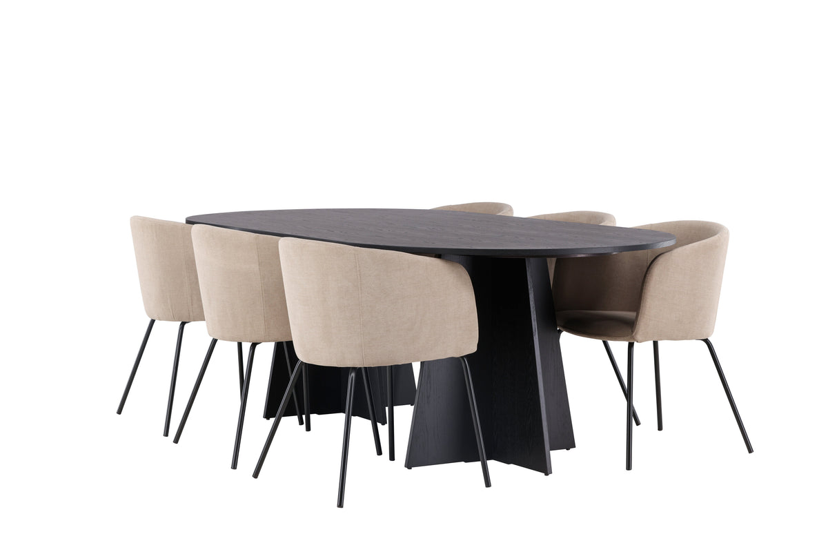 Bootcut Matbord med Berit Stolarna – Bord: 75x230x115 Stol: 55x78x55