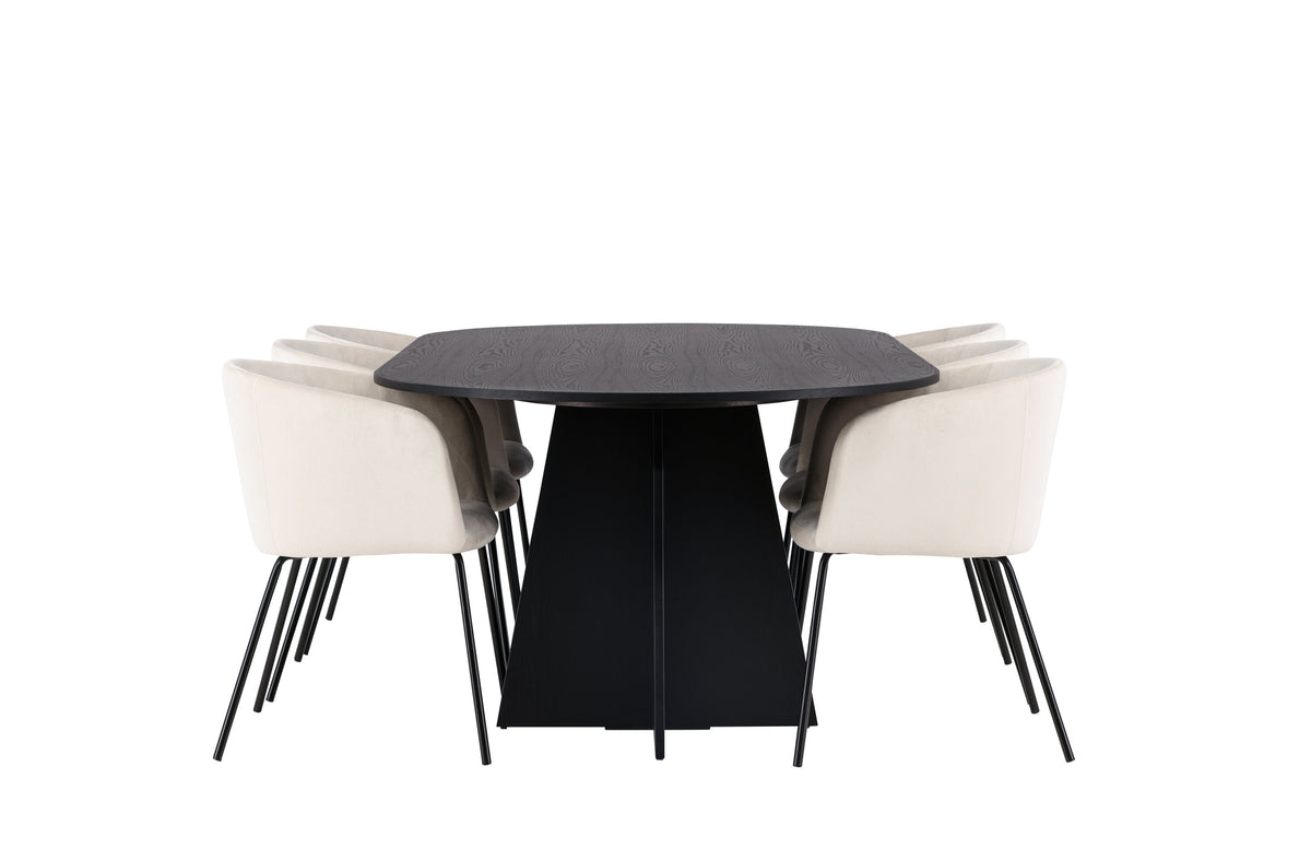 Bootcut Matbord med Berit Stolarna – Bord: 75x230x115 Stol: 55x78x55