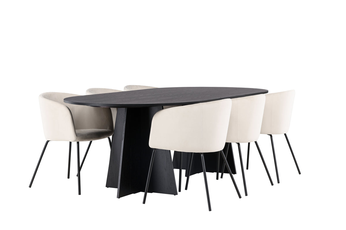 Bootcut Matbord med Berit Stolarna – Bord: 75x230x115 Stol: 55x78x55
