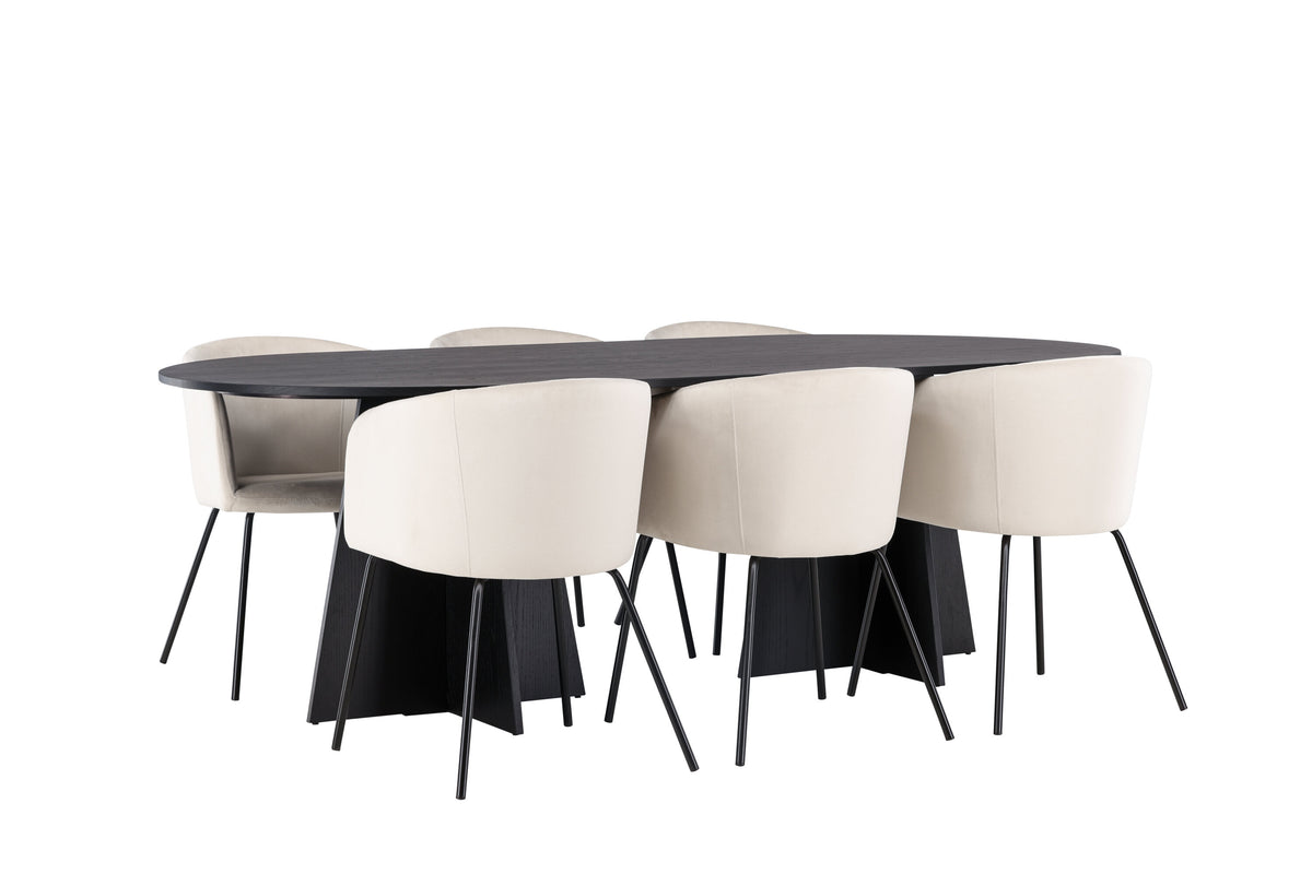 Bootcut Matbord med Berit Stolarna – Bord: 75x230x115 Stol: 55x78x55
