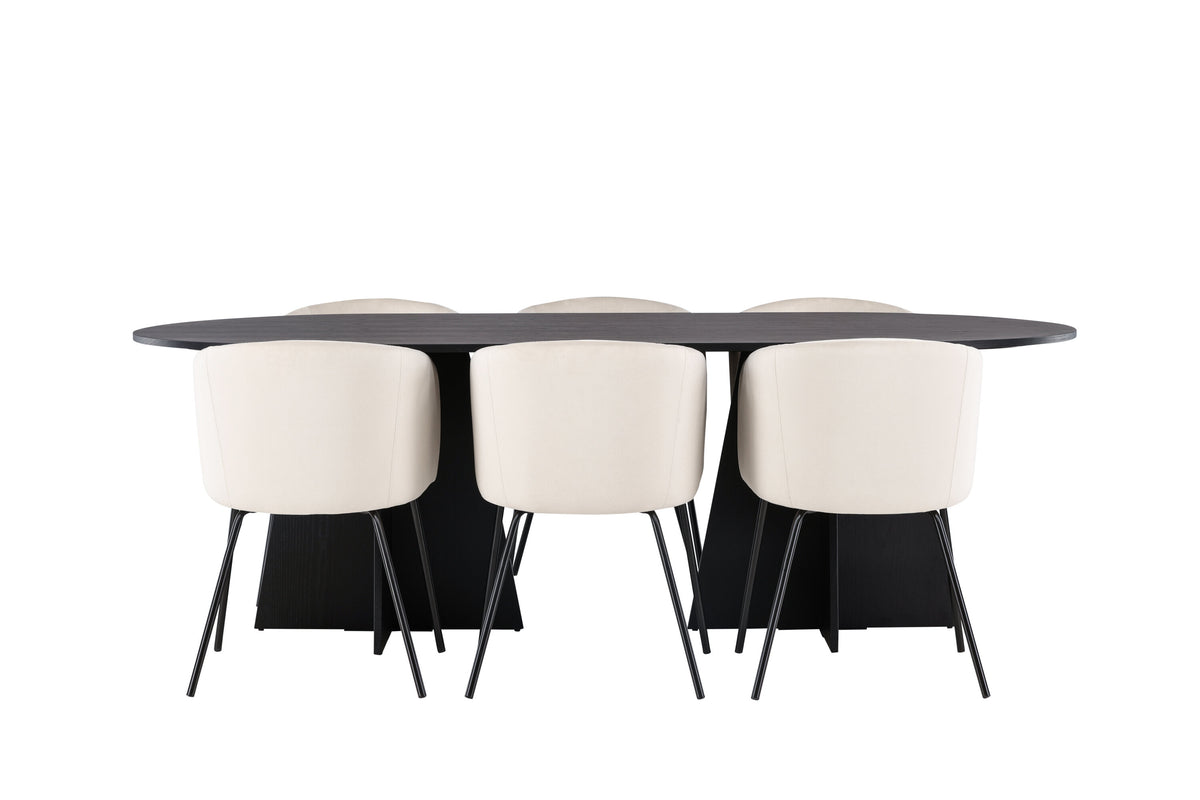 Bootcut Matbord med Berit Stolarna – Bord: 75x230x115 Stol: 55x78x55