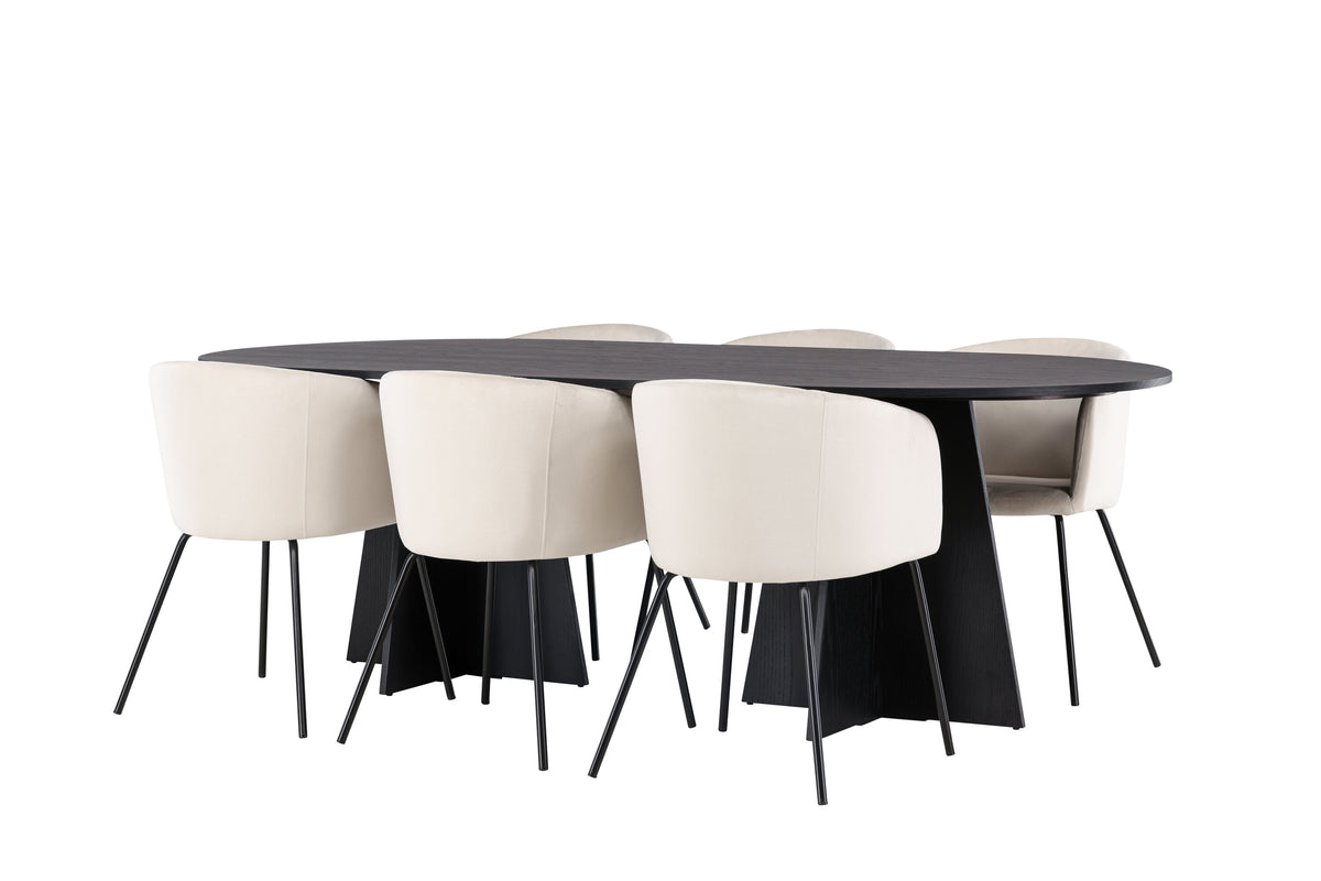 Bootcut Matbord med Berit Stolarna – Bord: 75x230x115 Stol: 55x78x55