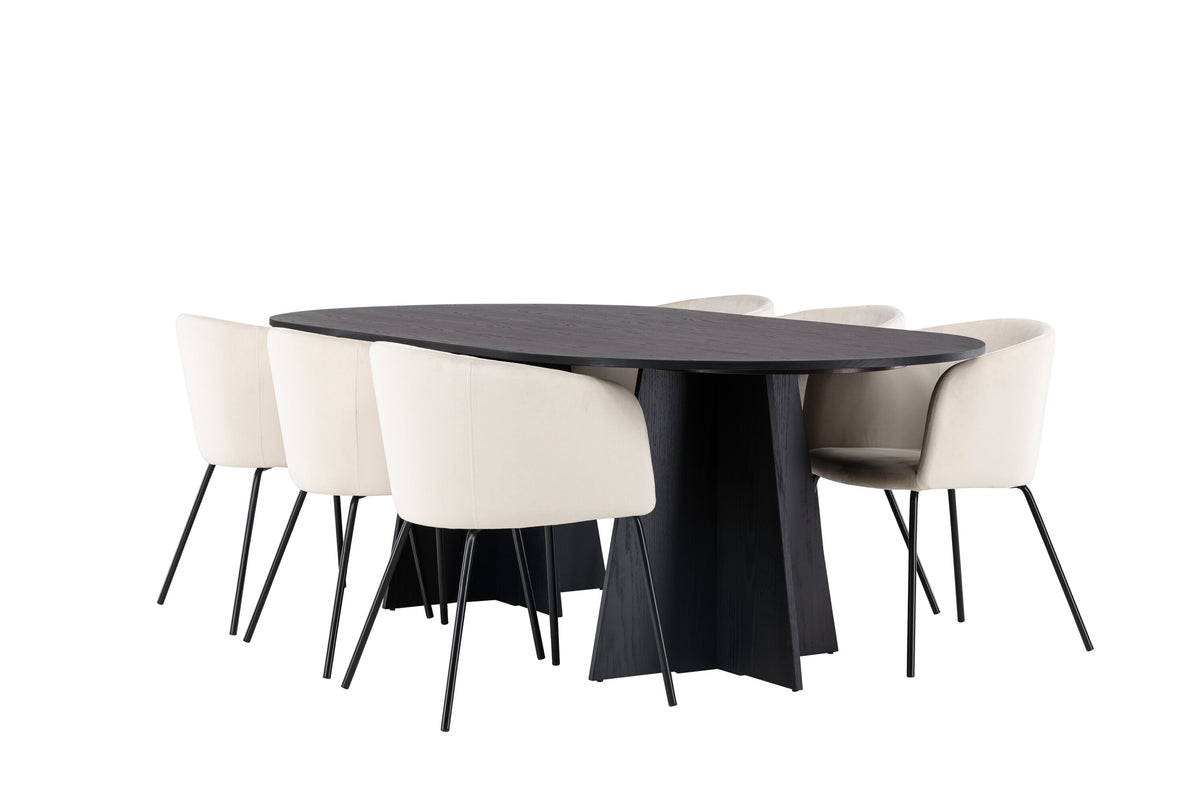 Bootcut Matbord med Berit Stolarna – Bord: 75x230x115 Stol: 55x78x55