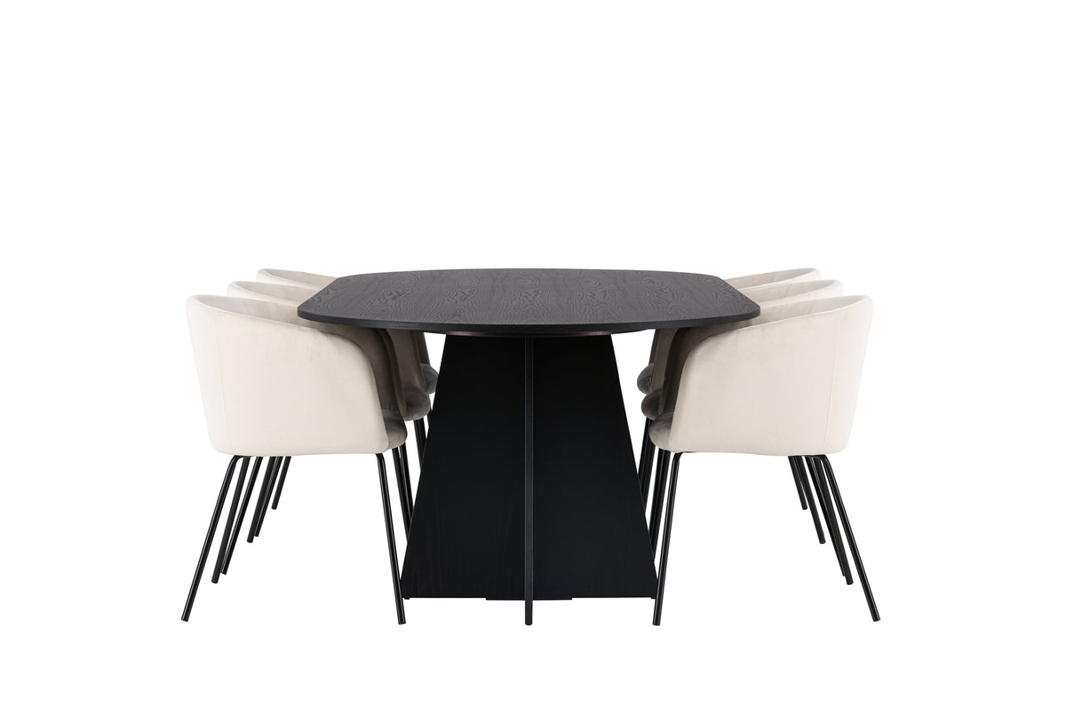 Bootcut Matbord med Berit Stolarna – Bord: 75x230x115 Stol: 55x78x55