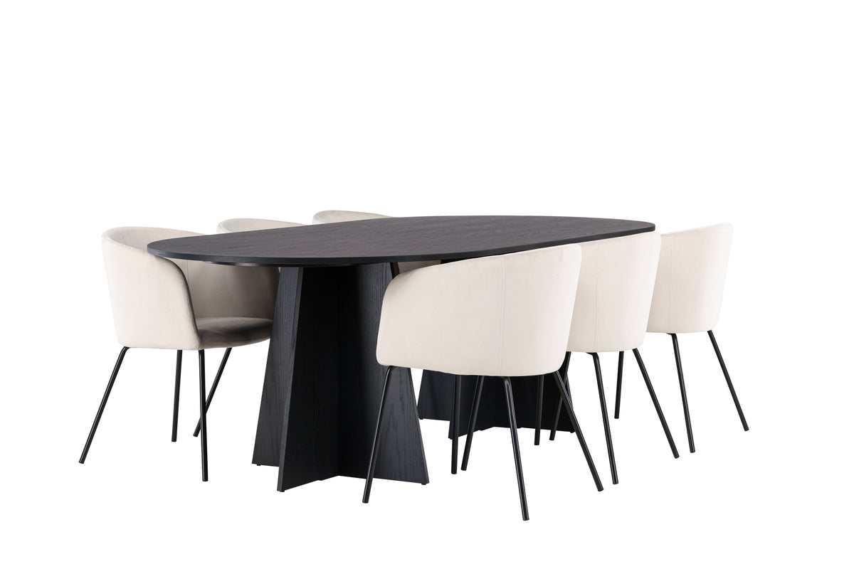 Bootcut Matbord med Berit Stolarna – Bord: 75x230x115 Stol: 55x78x55