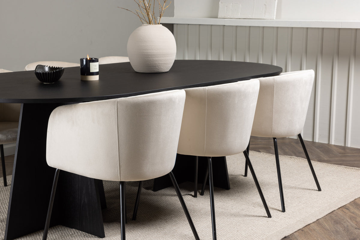 Bootcut Matbord med Berit Stolarna – Bord: 75x230x115 Stol: 55x78x55