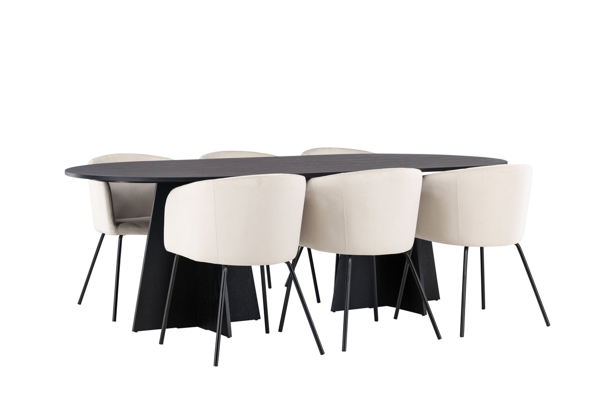 Bootcut Matbord med Berit Stolarna – Bord: 75x230x115 Stol: 55x78x55
