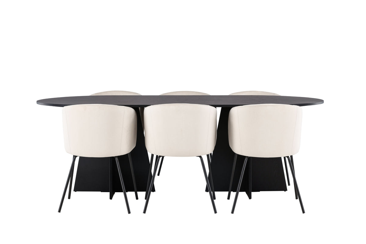 Bootcut Matbord med Berit Stolarna – Bord: 75x230x115 Stol: 55x78x55