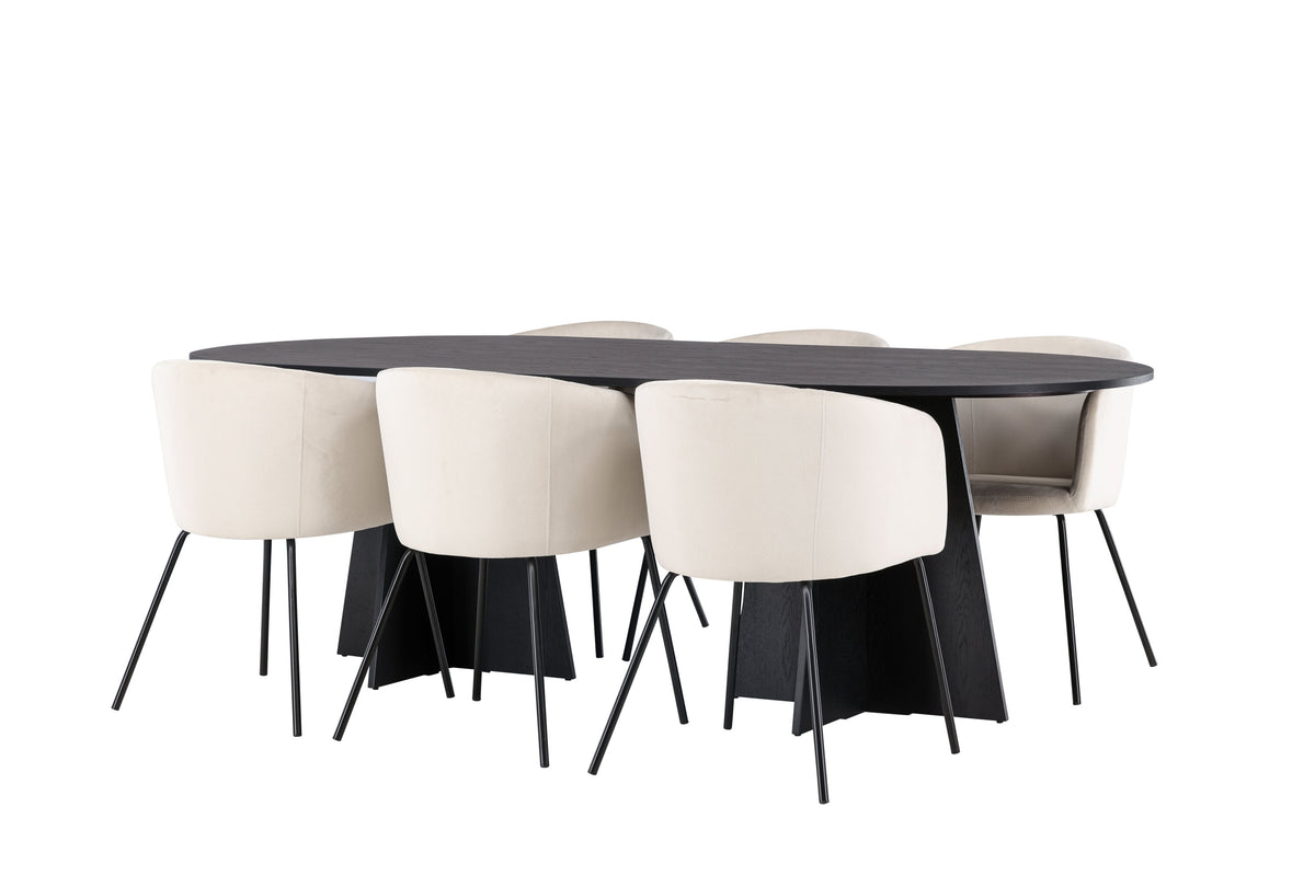 Bootcut Matbord med Berit Stolarna – Bord: 75x230x115 Stol: 55x78x55