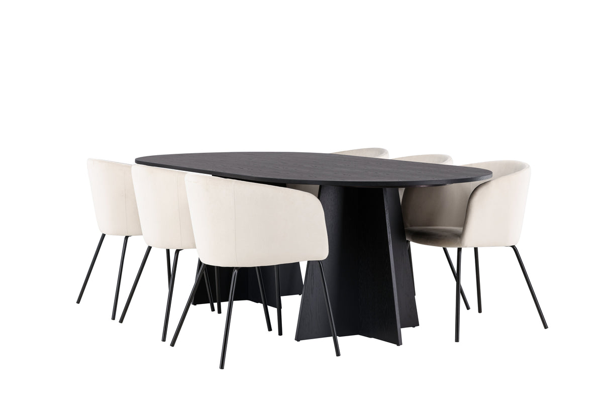 Bootcut Matbord med Berit Stolarna – Bord: 75x230x115 Stol: 55x78x55
