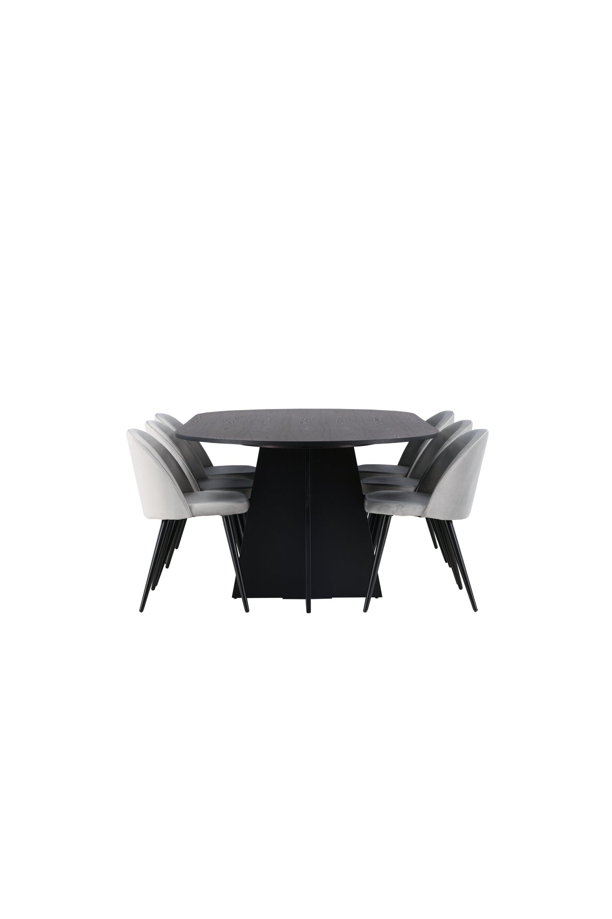 Bootcut Matbord med Velvet Stolarna – Bord: 75x230x115 Stol: 57x76,5x50