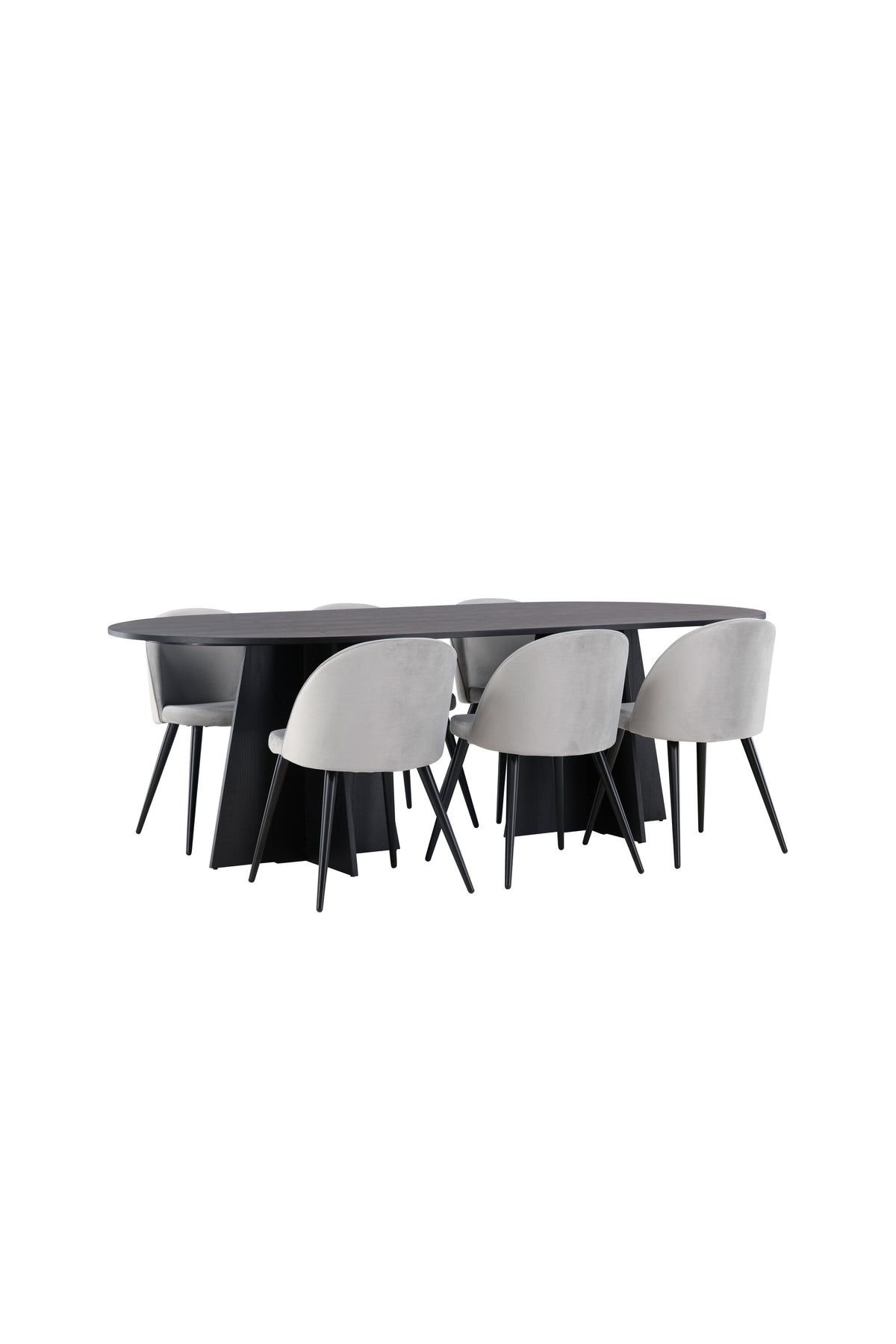Bootcut Matbord med Velvet Stolarna – Bord: 75x230x115 Stol: 57x76,5x50