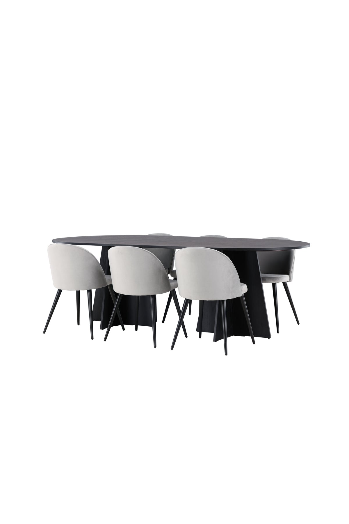 Bootcut Matbord med Velvet Stolarna – Bord: 75x230x115 Stol: 57x76,5x50