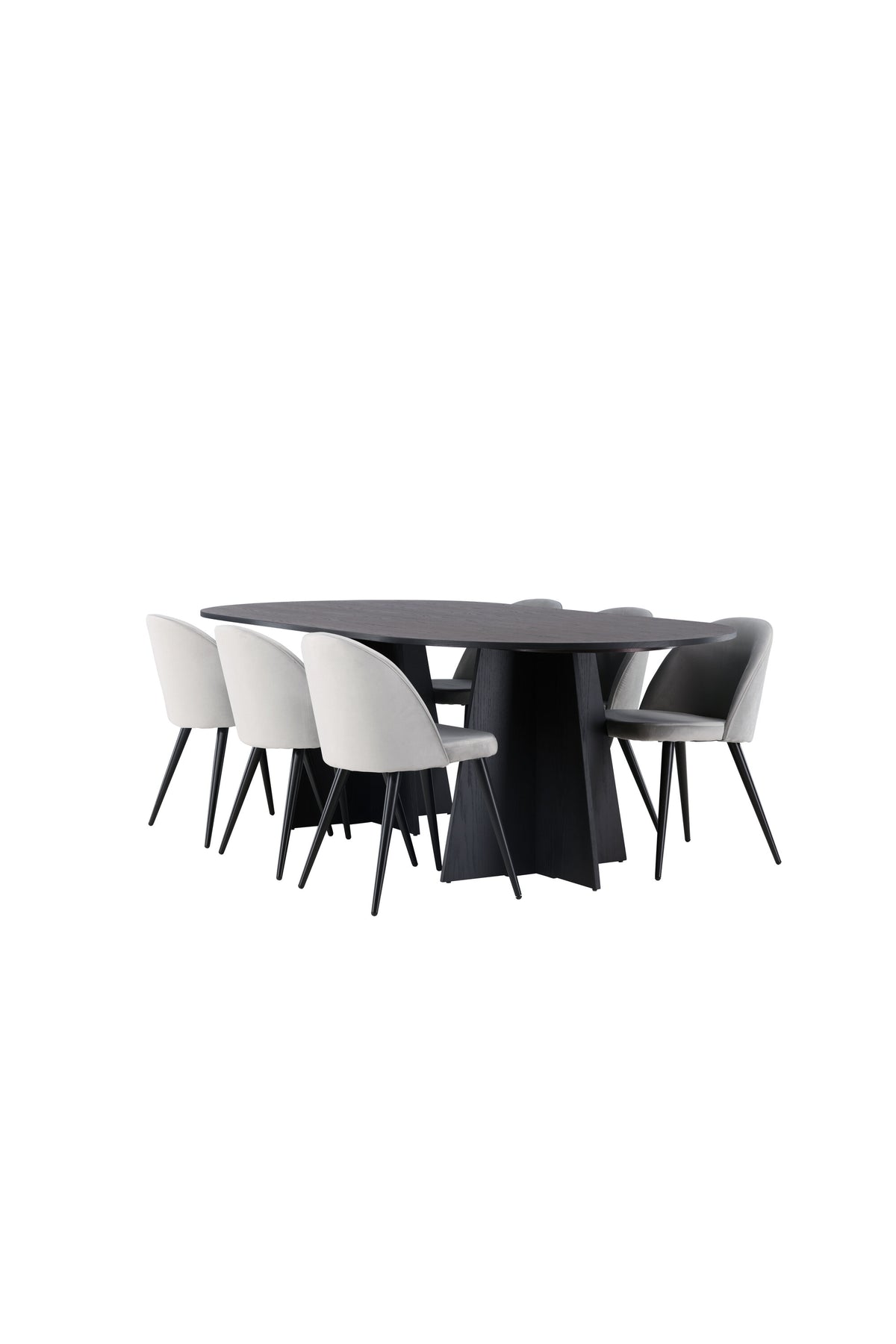 Bootcut Matbord med Velvet Stolarna – Bord: 75x230x115 Stol: 57x76,5x50