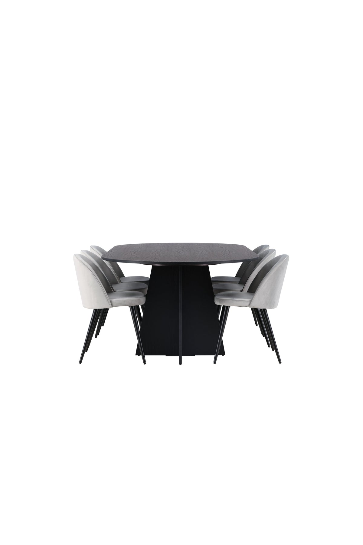 Bootcut Matbord med Velvet Stolarna – Bord: 75x230x115 Stol: 57x76,5x50