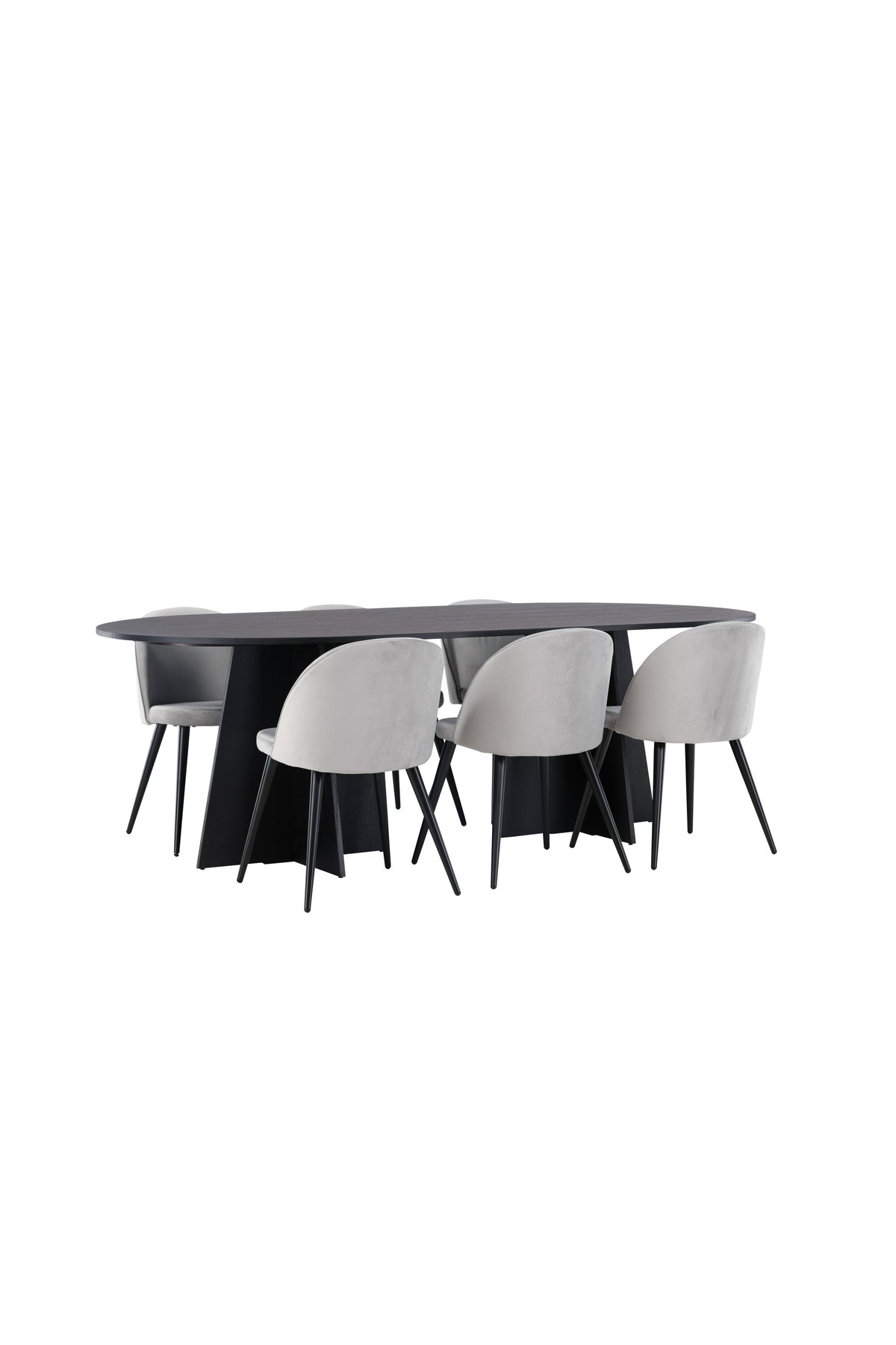 Bootcut Matbord med Velvet Stolarna – Bord: 75x230x115 Stol: 57x76,5x50