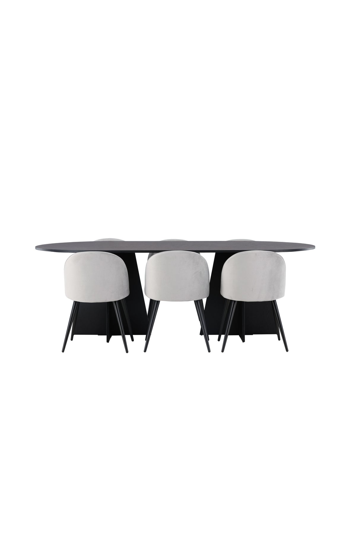 Bootcut Matbord med Velvet Stolarna – Bord: 75x230x115 Stol: 57x76,5x50