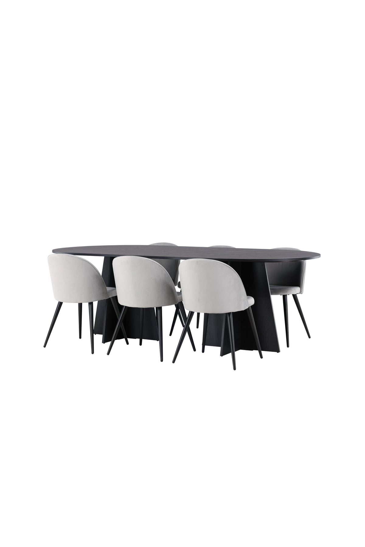 Bootcut Matbord med Velvet Stolarna – Bord: 75x230x115 Stol: 57x76,5x50