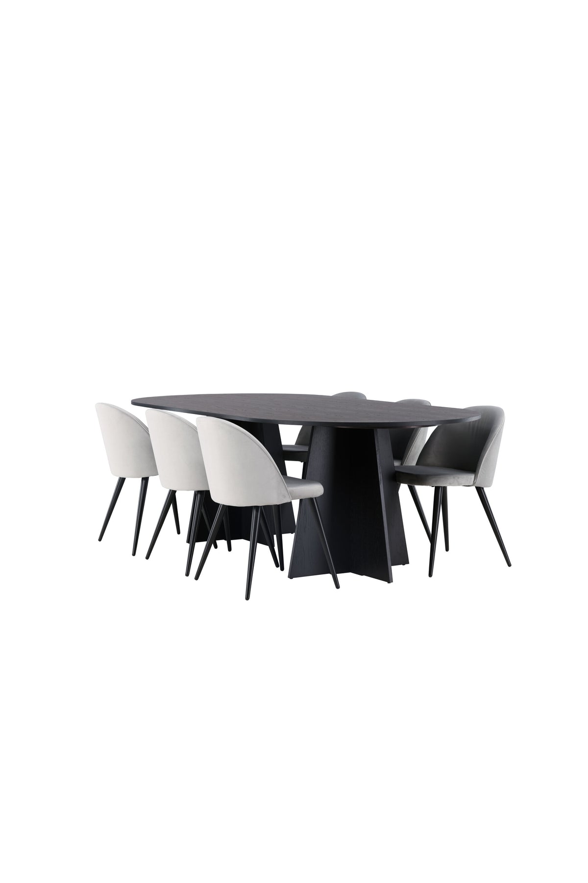 Bootcut Matbord med Velvet Stolarna – Bord: 75x230x115 Stol: 57x76,5x50