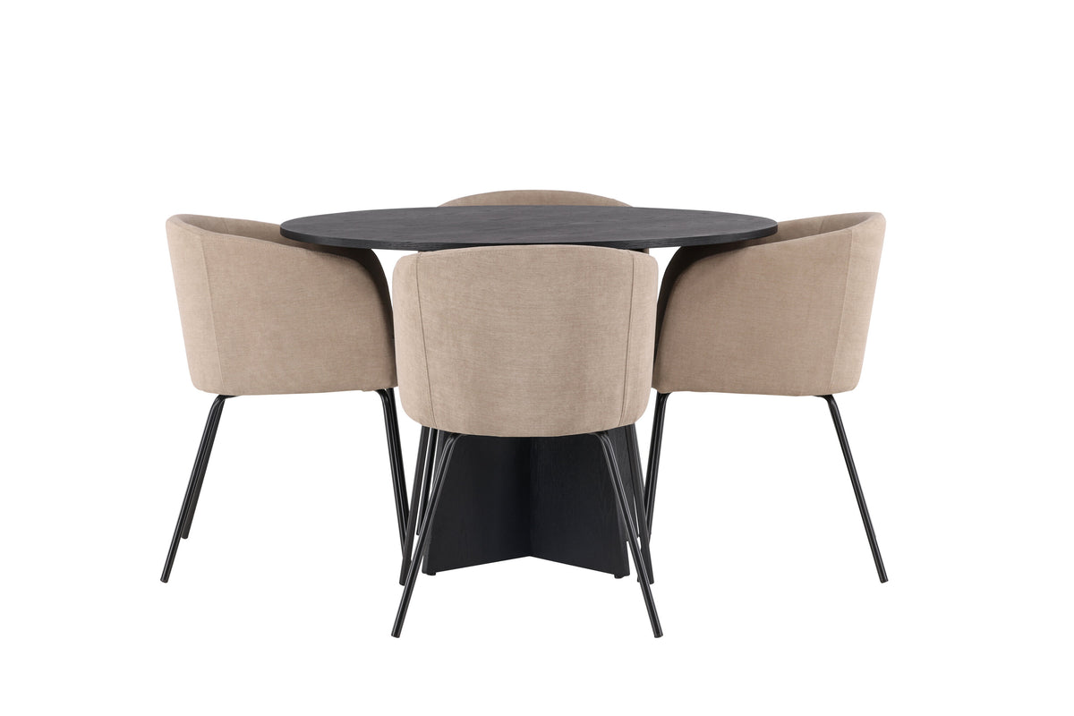 Bootcut Matbord med Berit Stolarna – Bord: ⌀110 Stol: 55x78x55