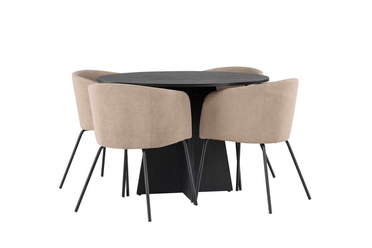 Bootcut Matbord med Berit Stolarna – Bord: ⌀110 Stol: 55x78x55