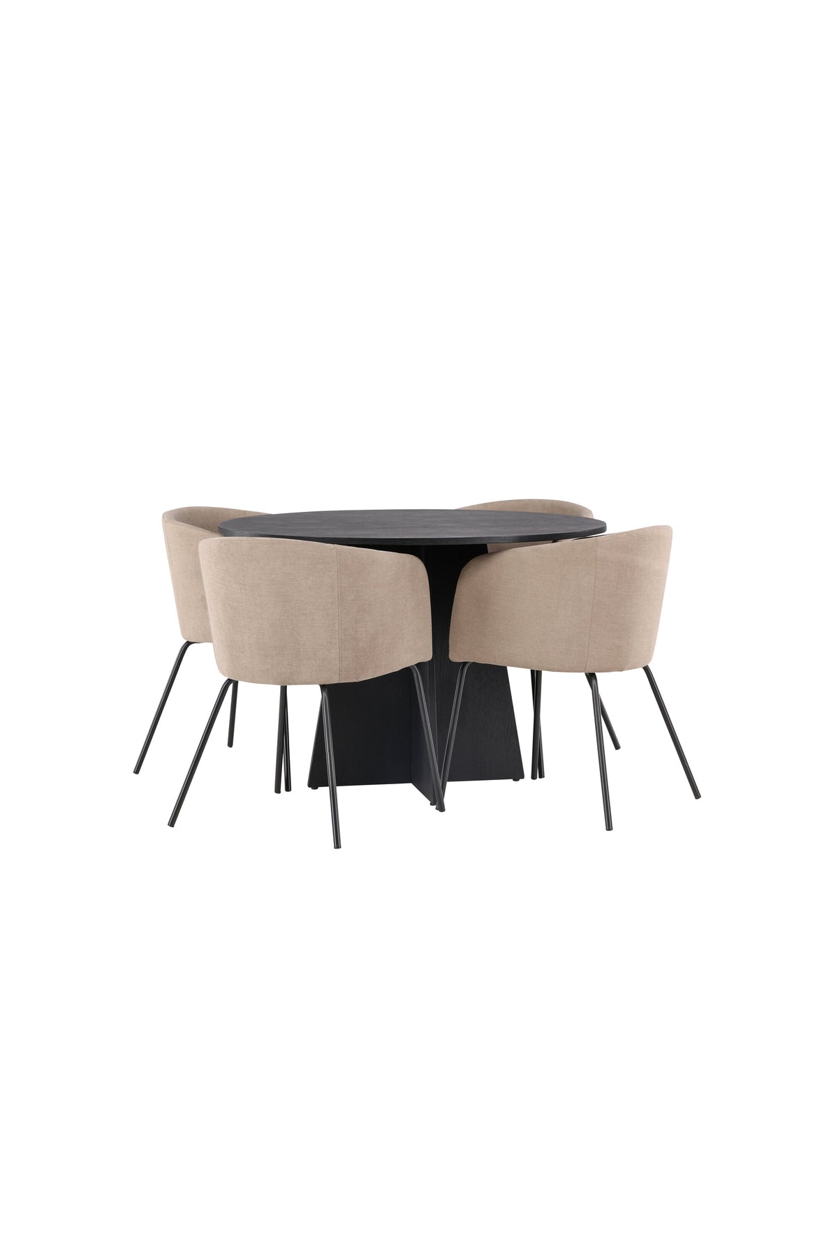 Bootcut Matbord med Berit Stolarna – Bord: ⌀110 Stol: 55x78x55