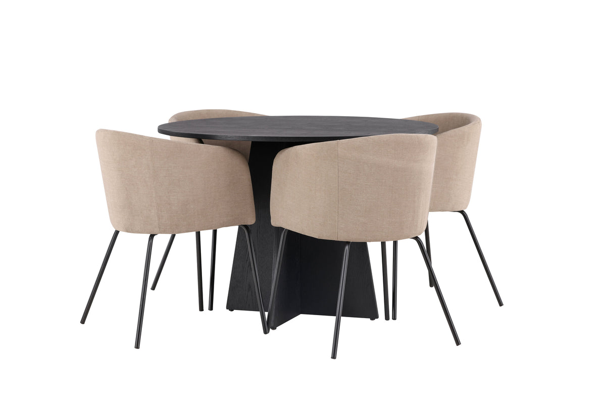 Bootcut Matbord med Berit Stolarna – Bord: ⌀110 Stol: 55x78x55