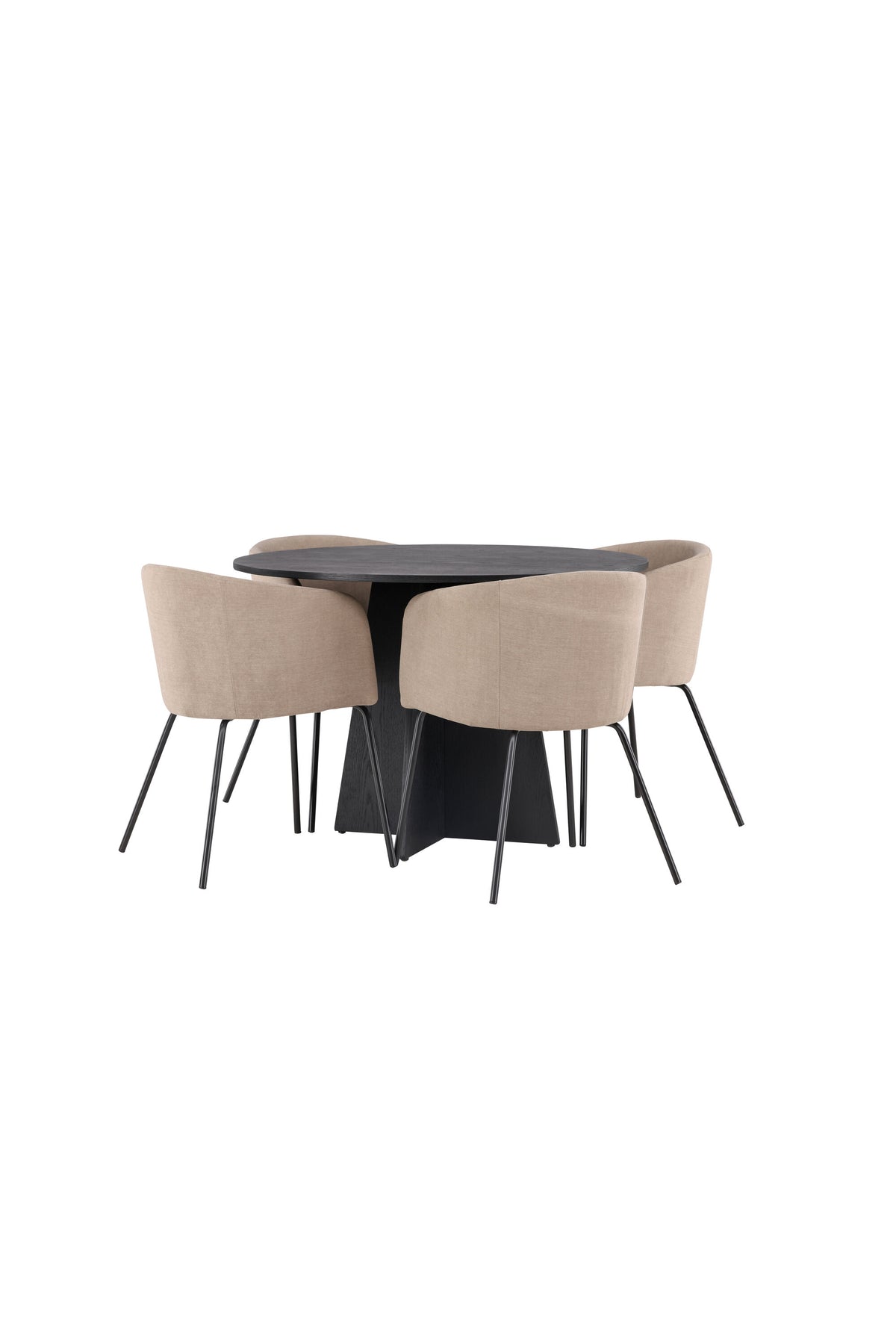 Bootcut Matbord med Berit Stolarna – Bord: ⌀110 Stol: 55x78x55