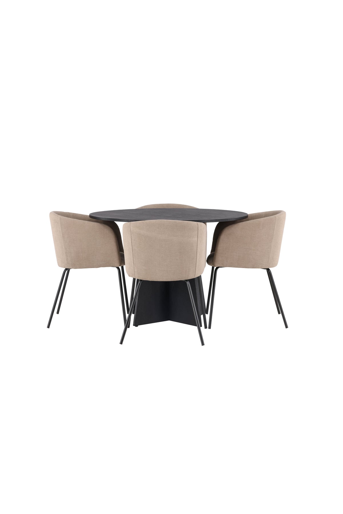 Bootcut Matbord med Berit Stolarna – Bord: ⌀110 Stol: 55x78x55