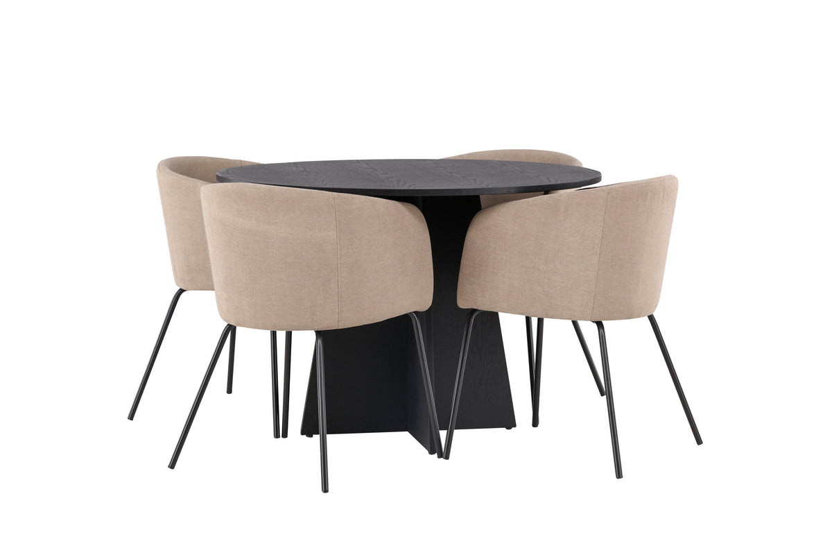 Bootcut Matbord med Berit Stolarna – Bord: ⌀110 Stol: 55x78x55