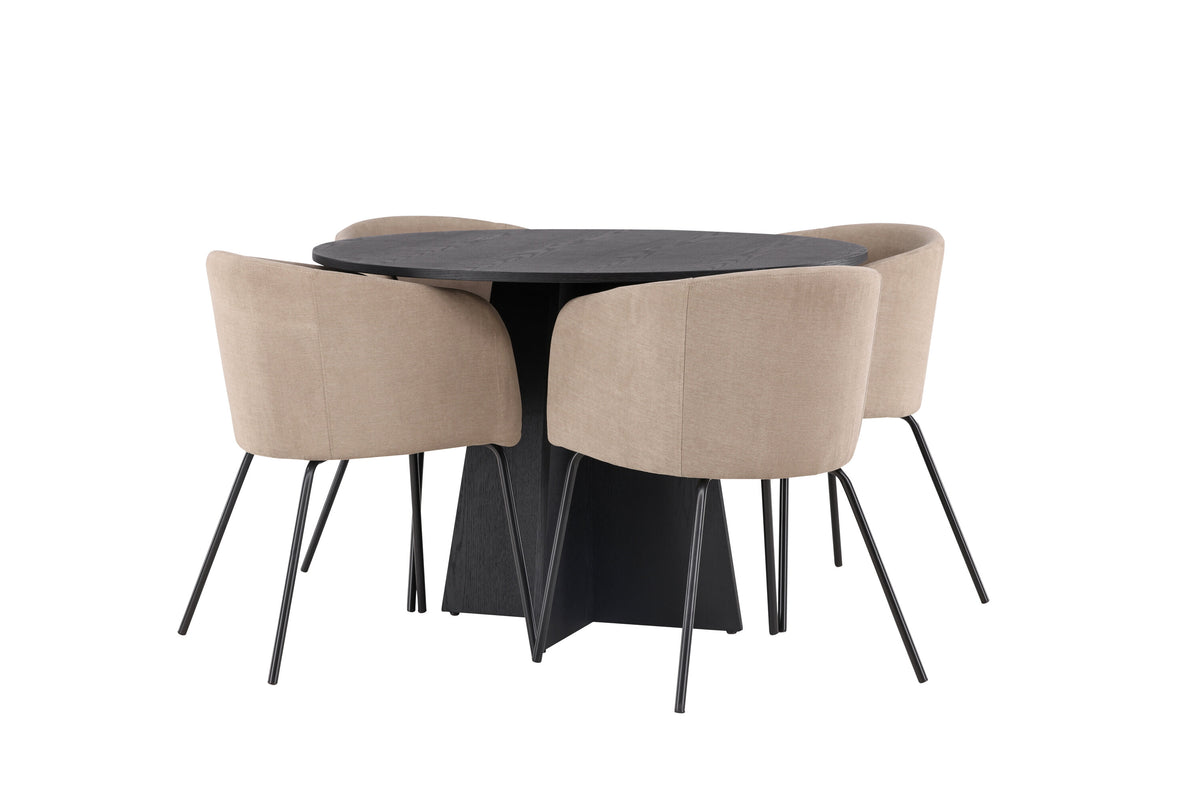 Bootcut Matbord med Berit Stolarna – Bord: ⌀110 Stol: 55x78x55
