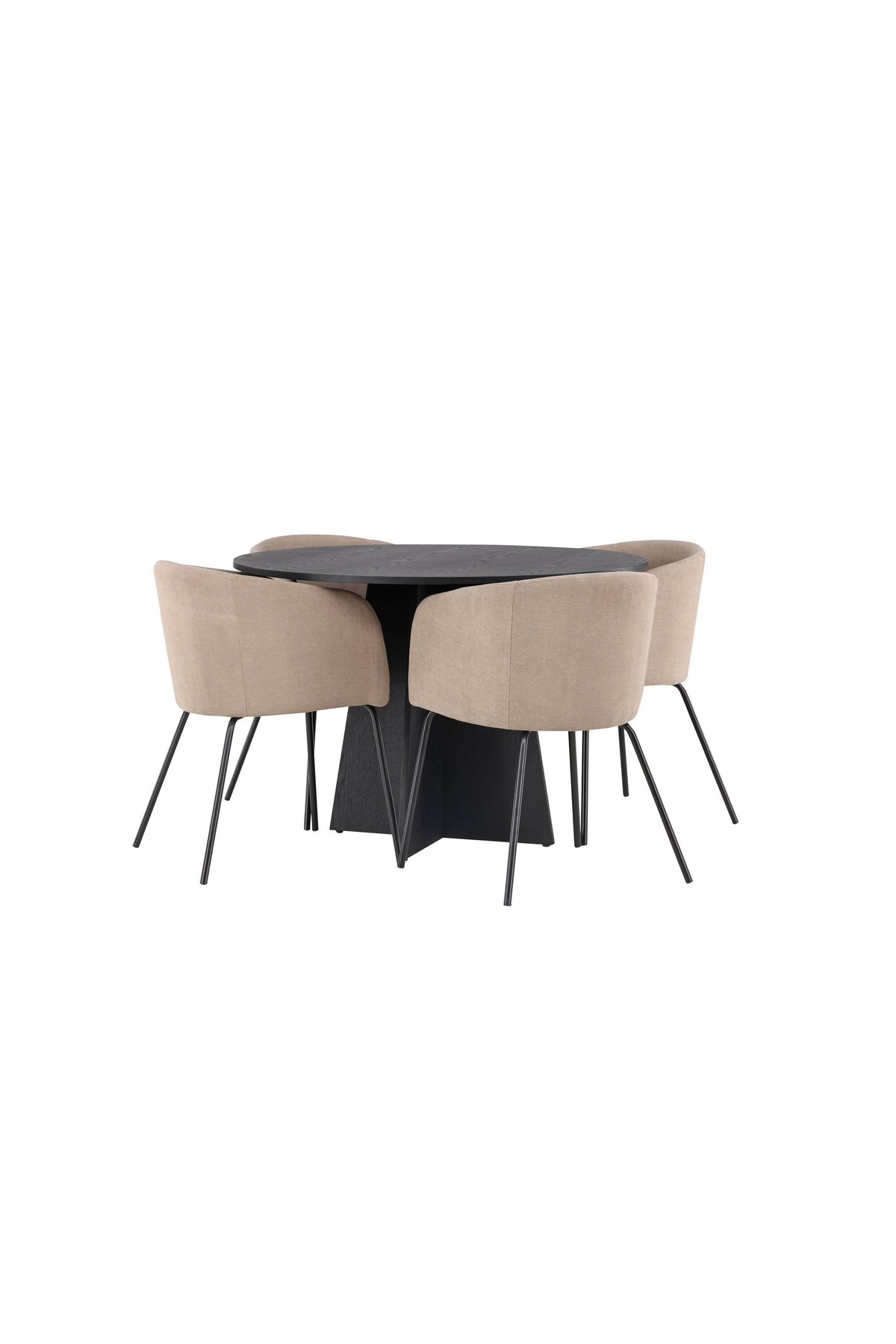 Bootcut Matbord med Berit Stolarna – Bord: ⌀110 Stol: 55x78x55