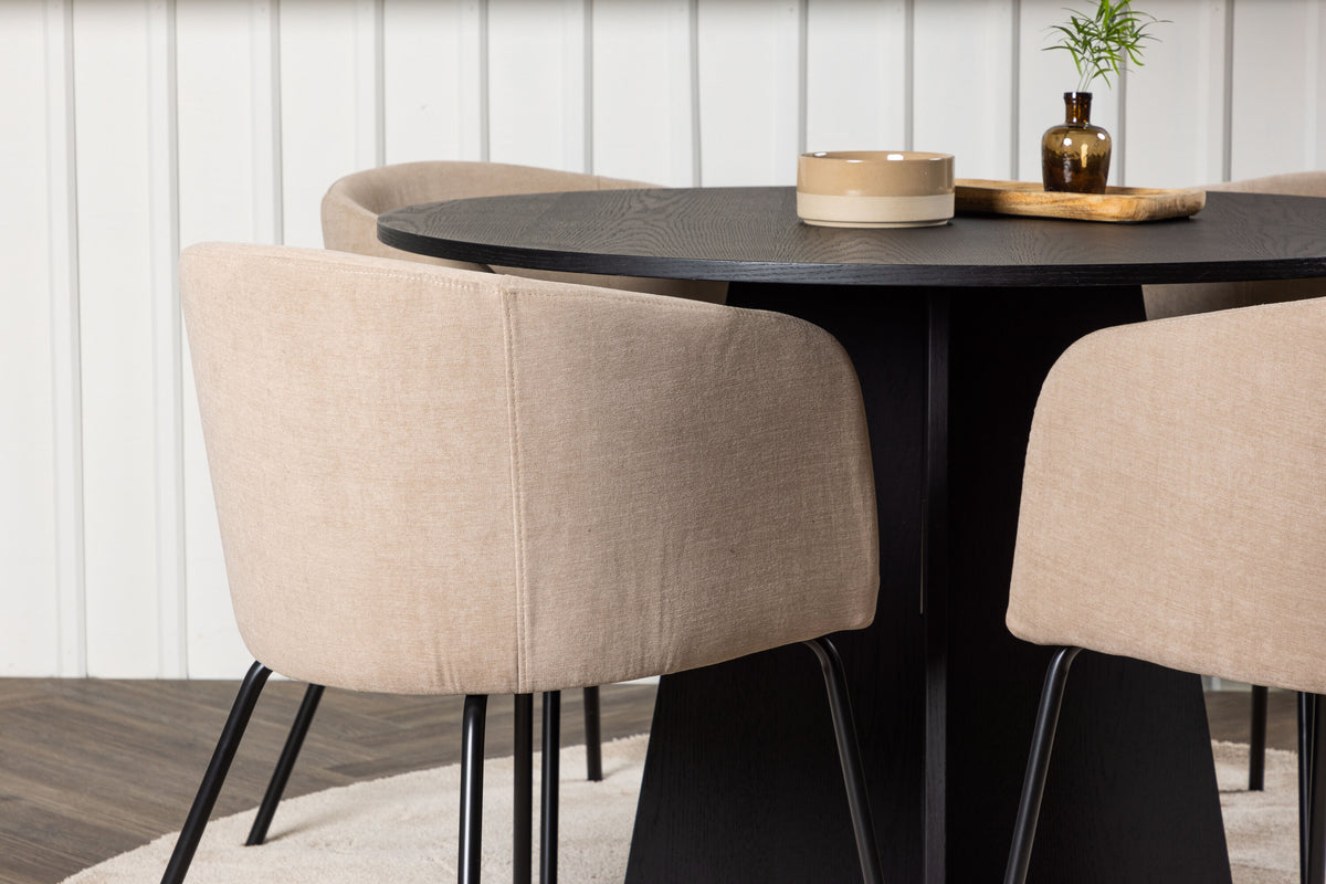 Bootcut Matbord med Berit Stolarna – Bord: ⌀110 Stol: 55x78x55